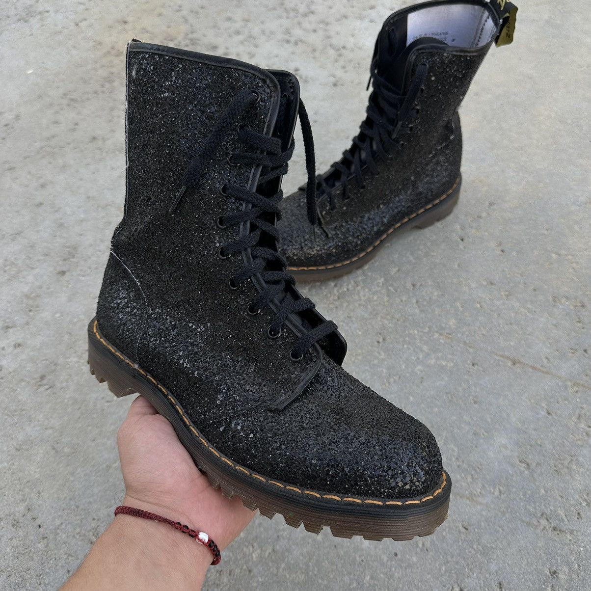 Dr. Martens VTG Dr Martens England Made Black Glitter Rock Boots Size US 8 / EU 41 - 1 Thumbnail