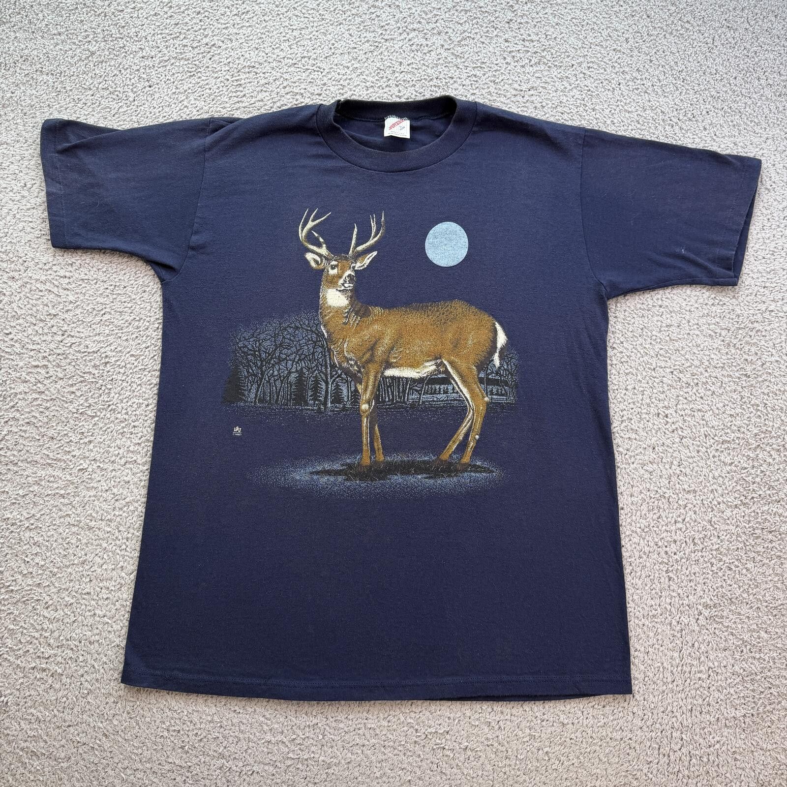 Anvil Vintage 90s Deer Wildlife T Shirt Nature Outdoors Graphic Size US L / EU 52-54 / 3 - 1 Thumbnail