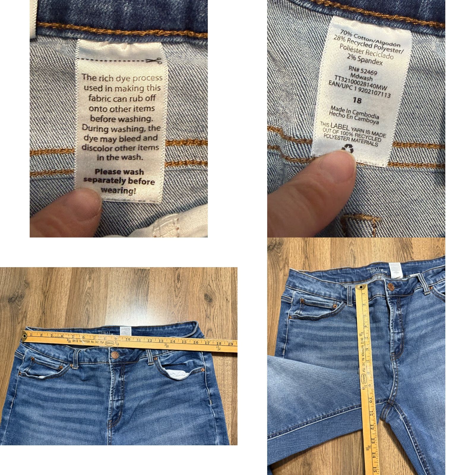 Vintage VINTAGE? No. Time & Tru Jeans Women 18 Blue Denim Straight Leg Mid Rise Outdoors - 5-Pocket Design - Regular Rise - Denim - Time And Tru - Jeans Size 40" / US 18 - 8 Thumbnail