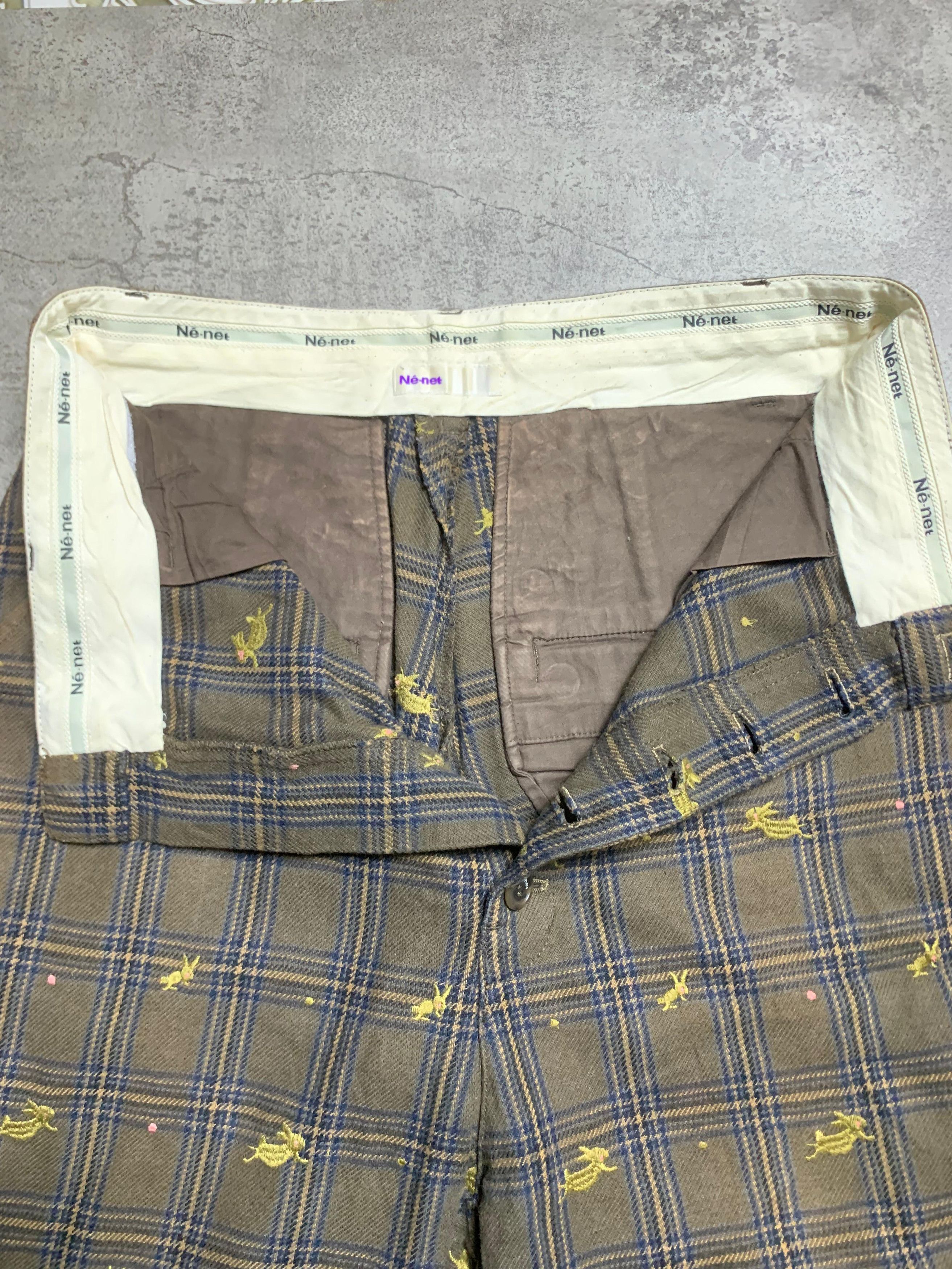 Issey Miyake 2000s Ne-net by Issey Miyake Plaid Embroidery Motif Pants Size US 32 / EU 48 - 6 Thumbnail