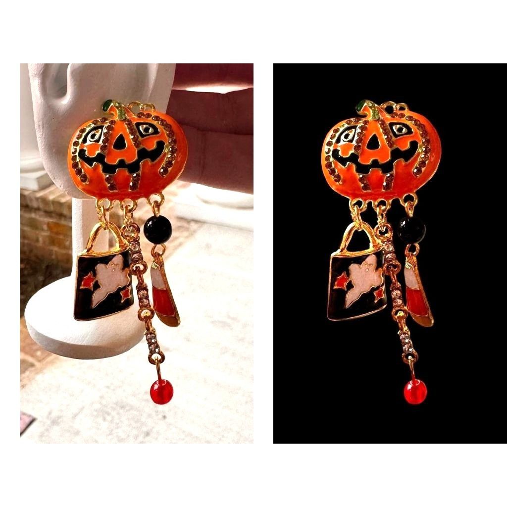 Handmade Halloween Earrings New Jack O Lantern Candy Corn Ghost Beads Size ONE SIZE - 6 Thumbnail