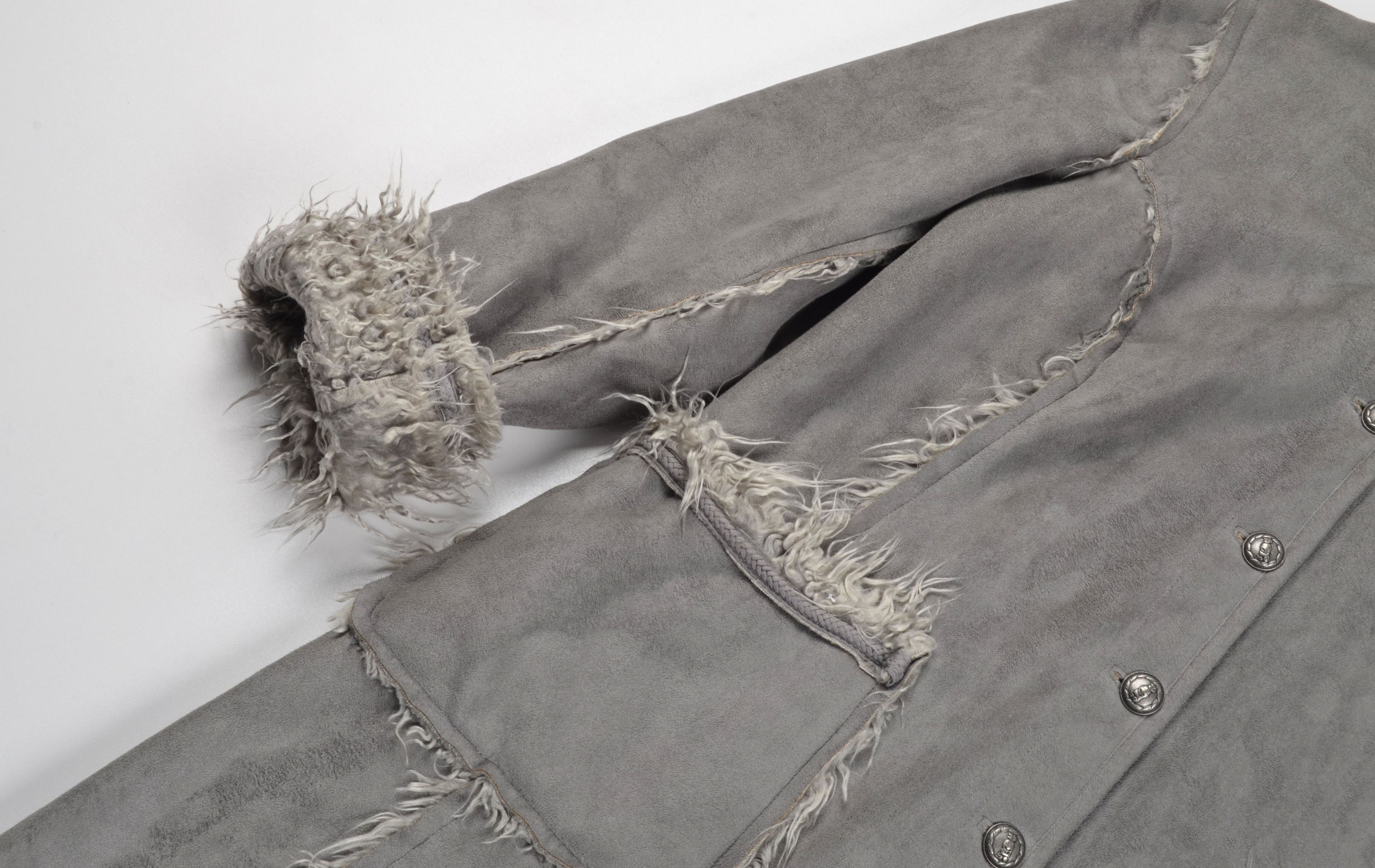 Vintage Vintage Nile Atelier Y2K Gray Faux Fur Boho Afghan Coat Size XL / US 12-14 / IT 48-50 - 3 Thumbnail