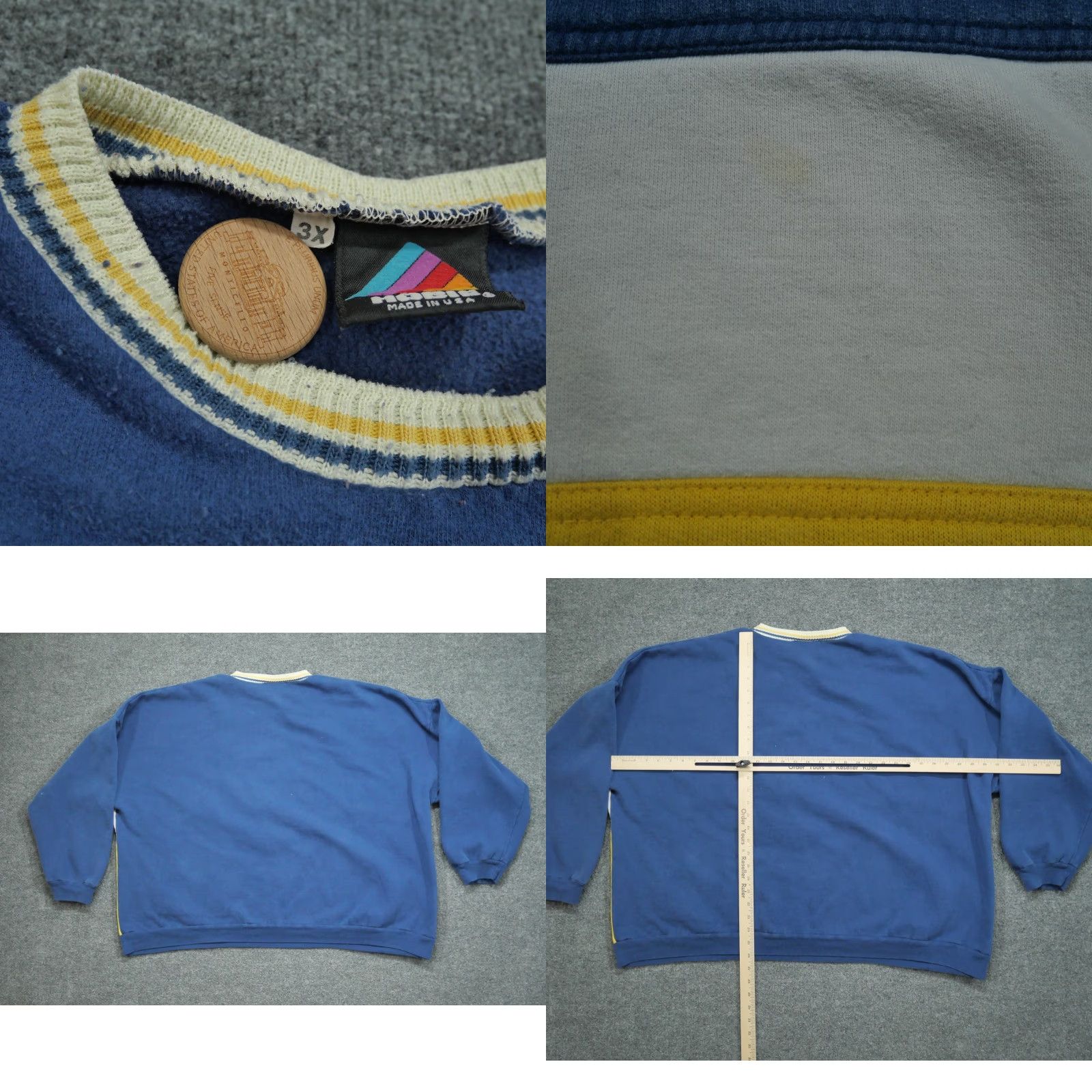 Vintage VINTAGE Hobie Sweatshirt Mens 3XL Blue Striped Surf Patch 80s 90s Surfing Logo Pullover Crew Neck Sweatshirt Size US XXL / EU 58 / 5 - 8 Thumbnail