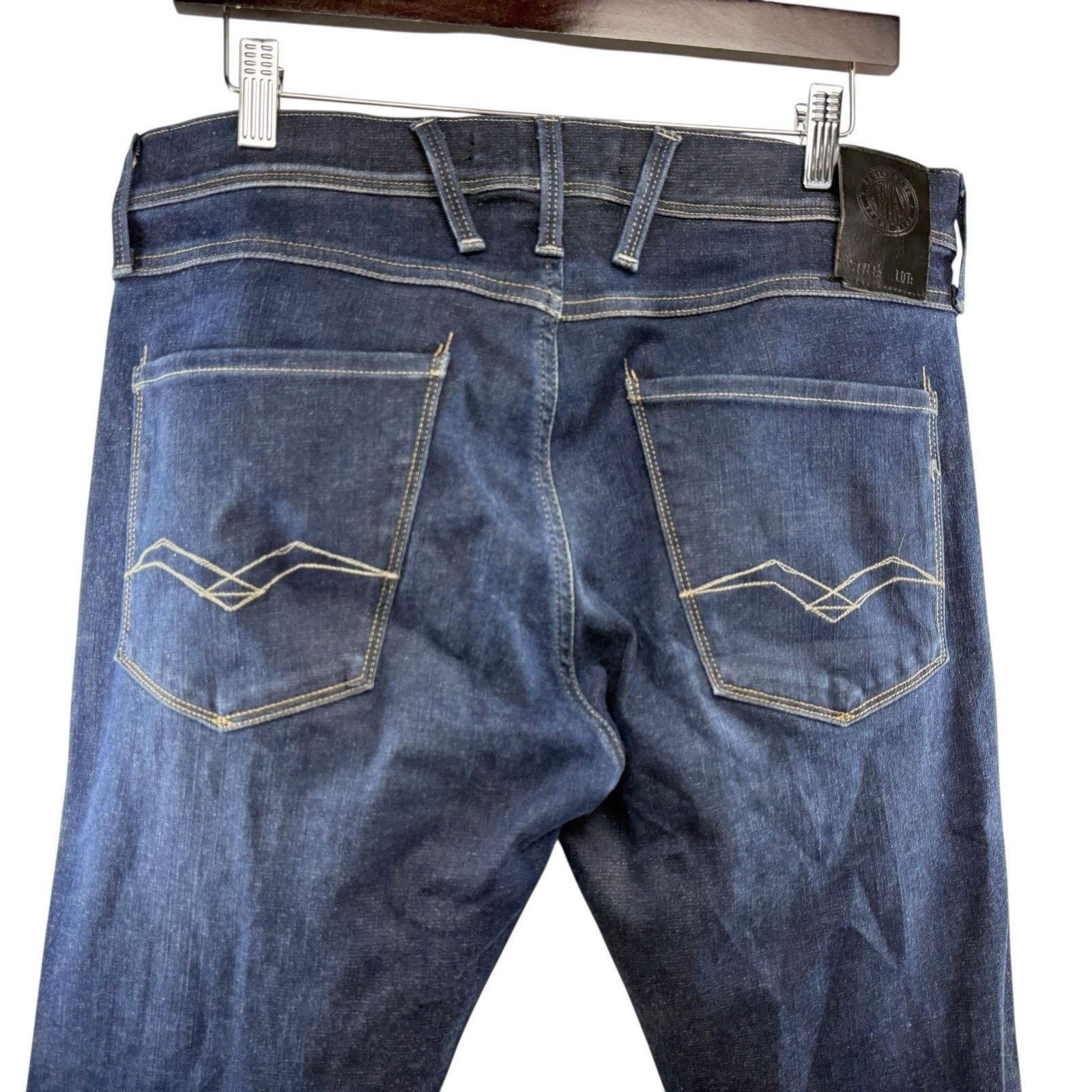 Replay Replay Anbass Hyperflex Re-used Dark Blue Slim Stretch Jeans Size US 33 - 6 Thumbnail