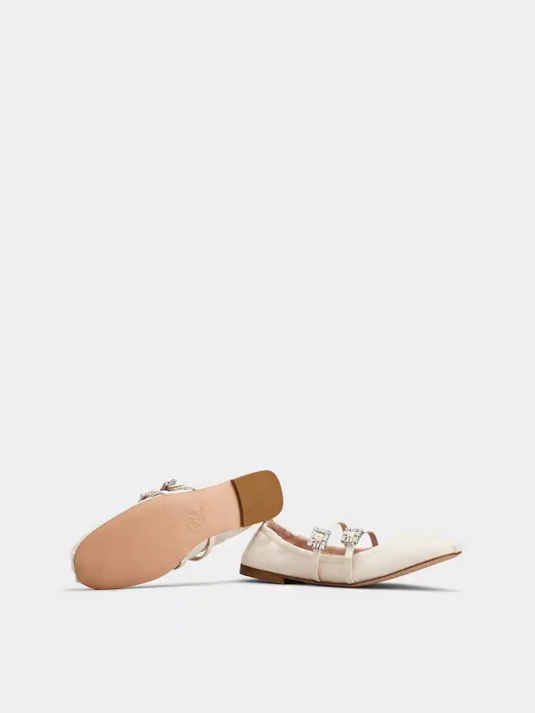 Roger Vivier o1s22i1n0824 Nappa Ballet Strass Buck Flats in White Size US 8 / IT 38 - 6 Thumbnail