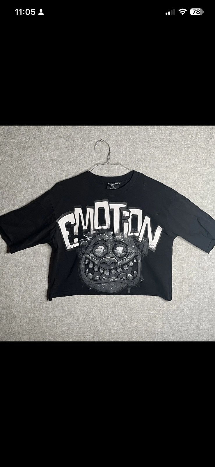 Other Mixed Emotion Black Cropped T-Shirt Streetwear Size Medium Size US M / EU 48-50 / 2 - 1 Thumbnail