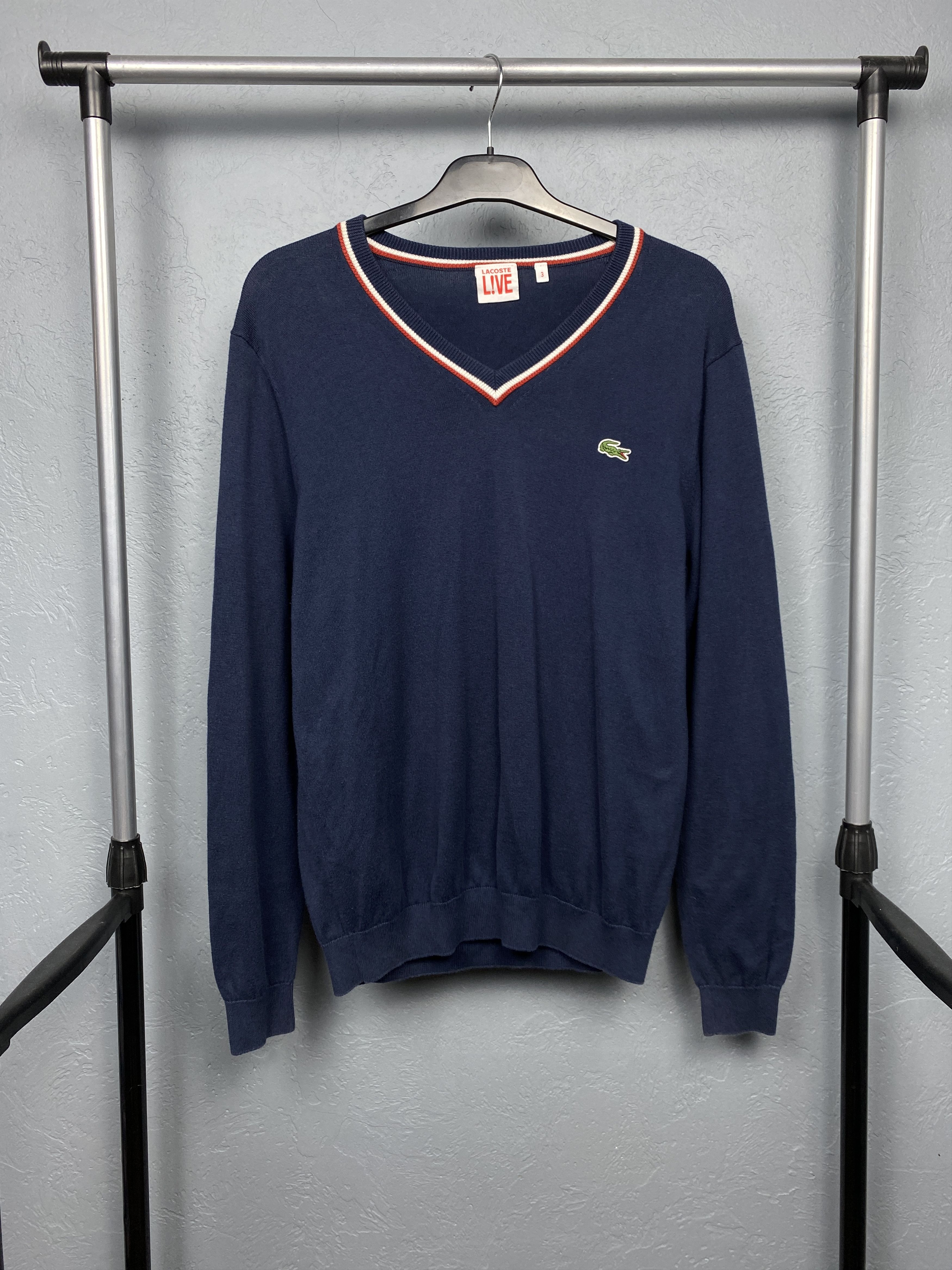 Lacoste Lacoste Live Vintage Mens V-Neck Knit Sweater Size US S / EU 44-46 / 1 - 1 Thumbnail
