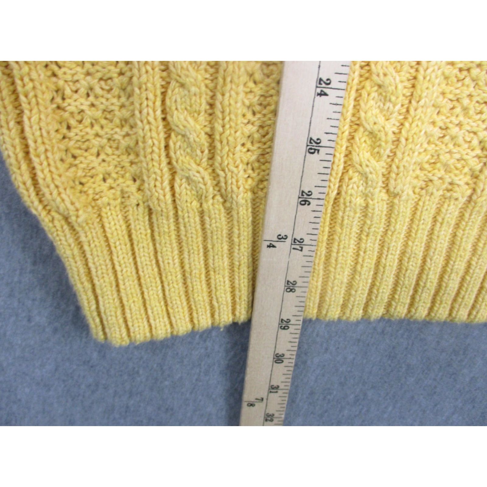 Vintage VINTAGE Preswick & Moore Sweater Mens Medium Yellow Cotton Cable-Knit Pullover 80s Size US M / EU 48-50 / 2 - 4 Thumbnail