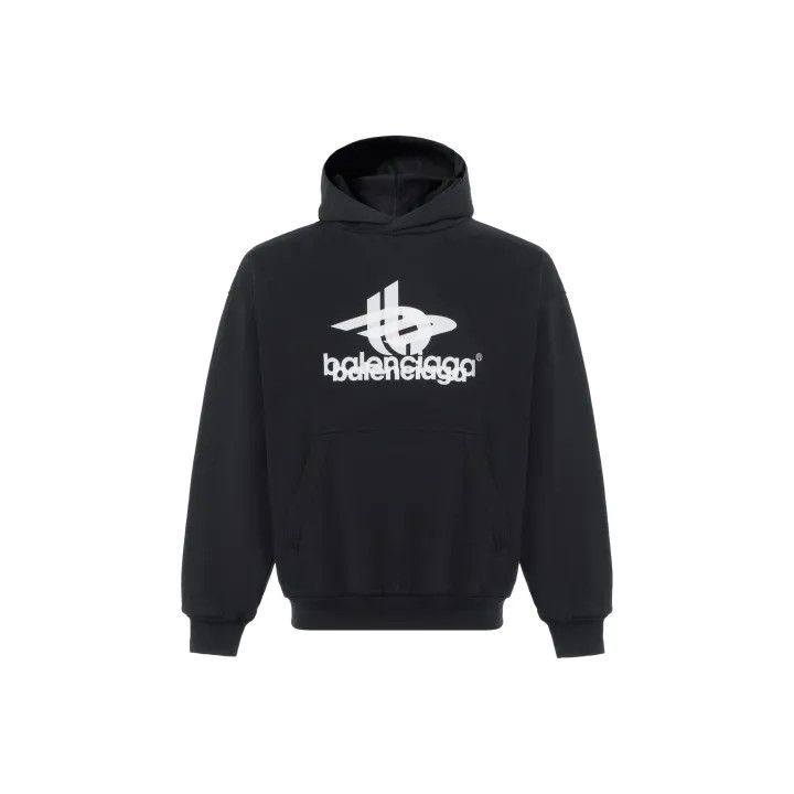 Balenciaga Balenciaga Logo Print Black Hoodie for Men 0079 Size US L / EU 52-54 / 3 - 1 Thumbnail