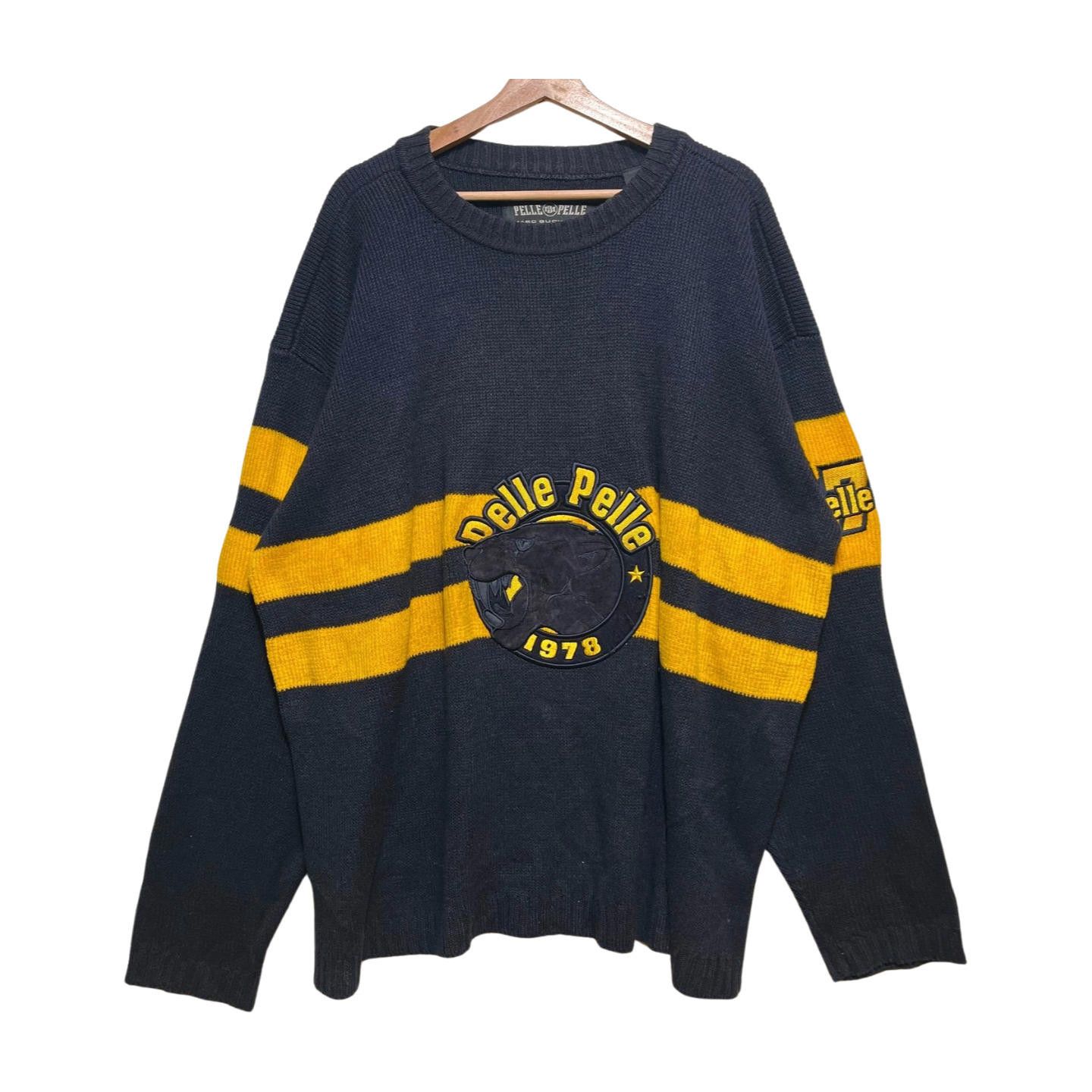 Pelle Pelle × Vintage Vintage Y2K Pelle Pelle Knitted Sweater Navy XXL Puma Size US XXL / EU 58 / 5 - 1 Thumbnail