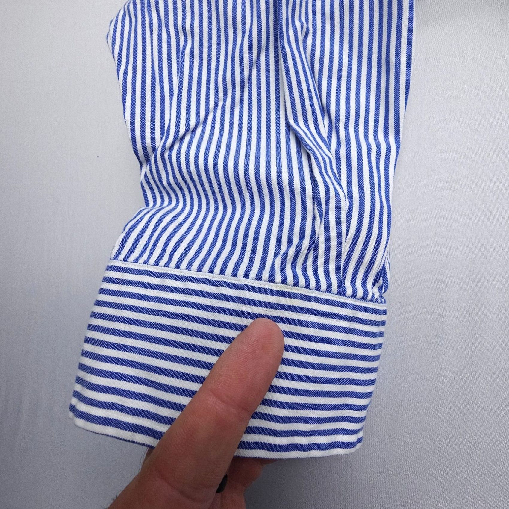 Ralph Lauren VINTAGE Ralph Lauren Yarmouth Button-Down Shirt 17.5 34/35 Pinpoint Oxford Striped Blue Mens Dress Shirt Size US XXL / EU 58 / 5 - 4 Thumbnail