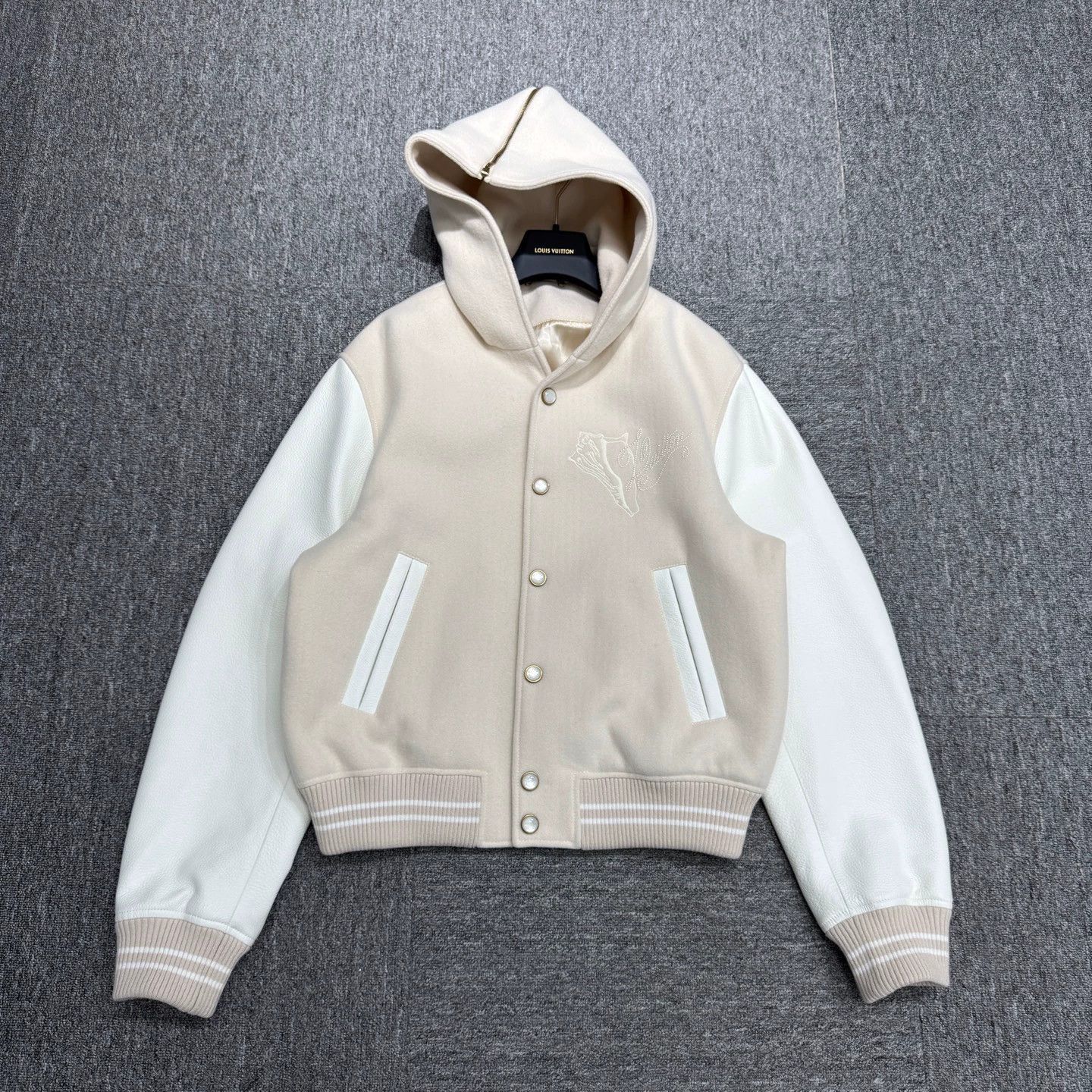 Louis Vuitton Hooded Varsity Jacket with Leather Sleeves Size US M / EU 48-50 / 2 - 1 Thumbnail