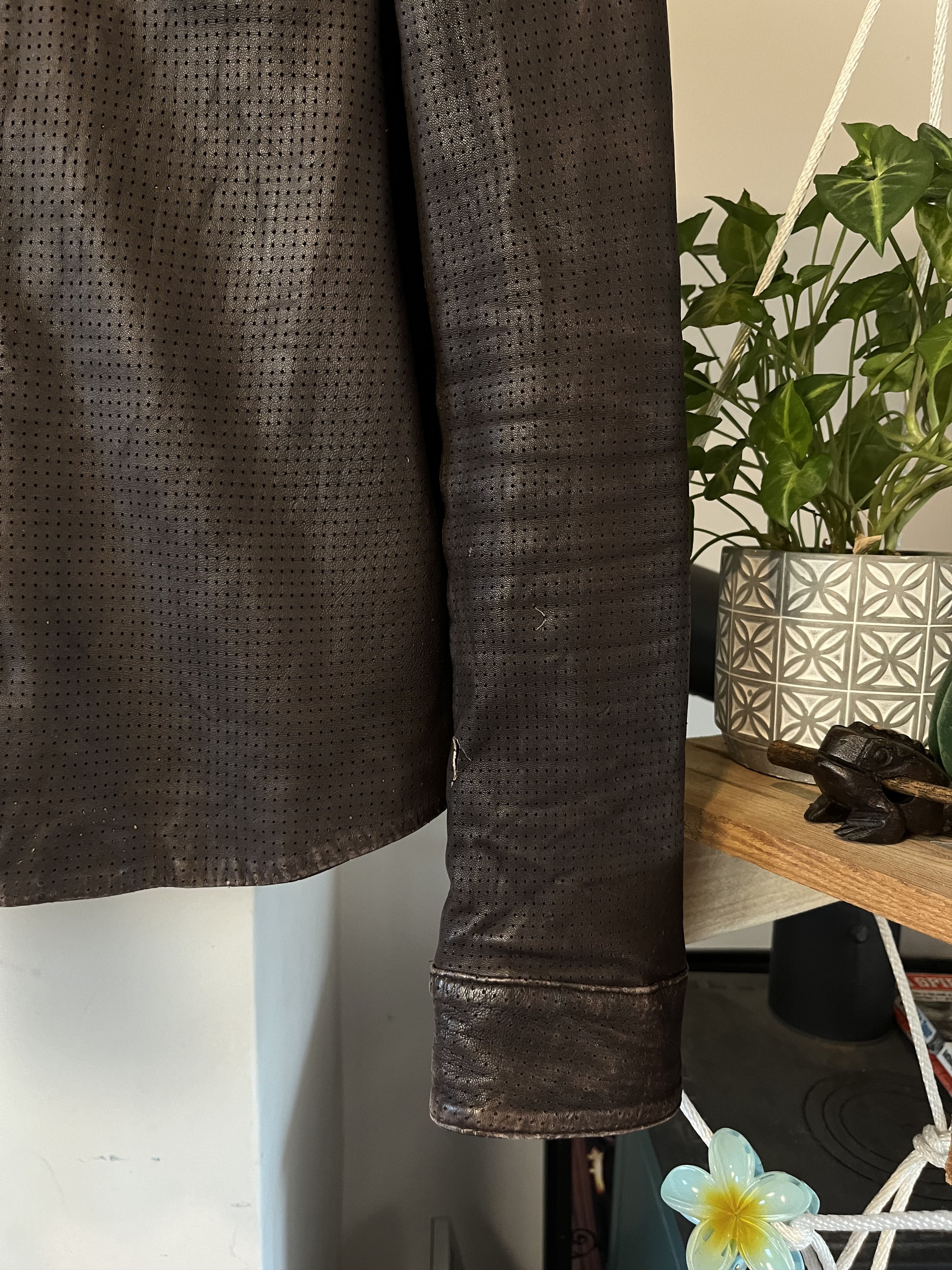 Allsaints × Vintage Vintage 07' Allsaints Perforated Leather Jacket Size US XL / EU 56 / 4 - 4 Thumbnail