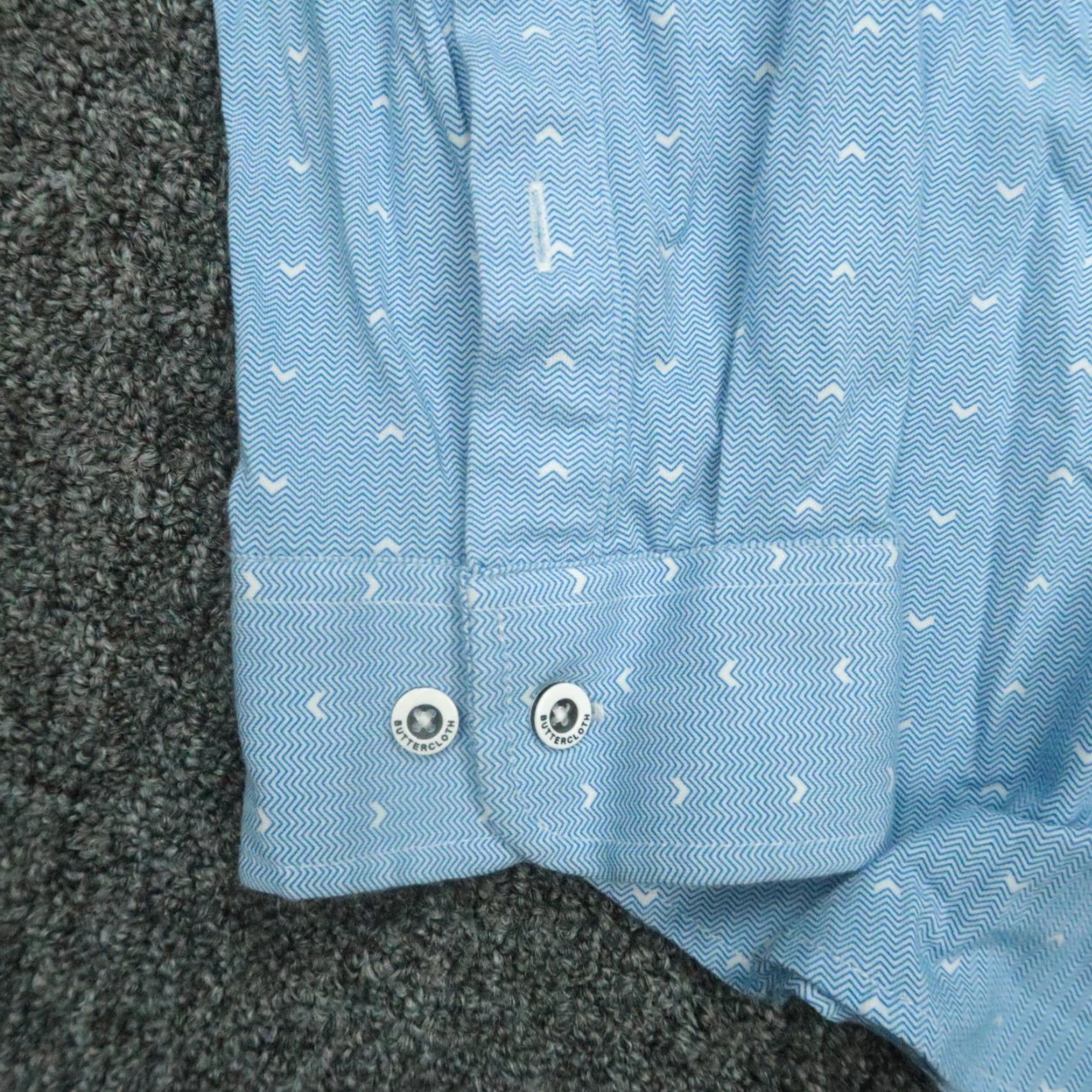 Vintage Buttercloth Shirt Mens XL Blue Geometric Cotton Long Sleeve Button-Up Size US XL / EU 56 / 4 - 4 Thumbnail