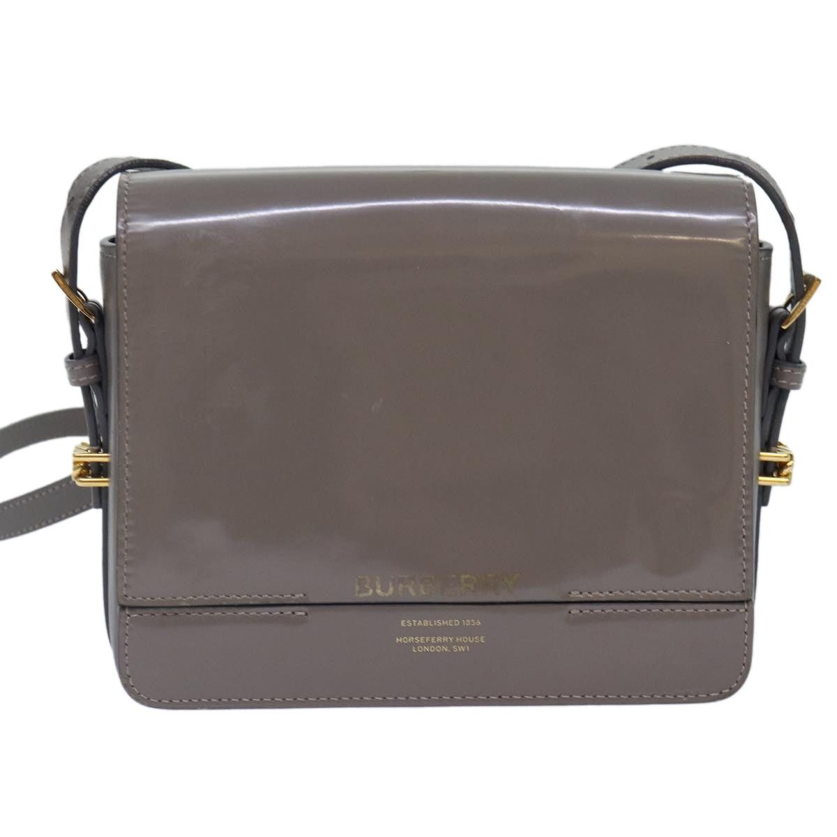 Burberry Burberry Shoulder Bag Patent Leather Gray Gold Size ONE SIZE - 2 Thumbnail