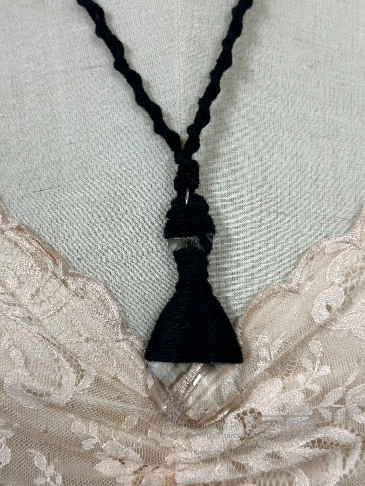 Comme des Garcons Homme Plus adjustable black crystal pendant necklace. Size ONE SIZE - 2 Thumbnail