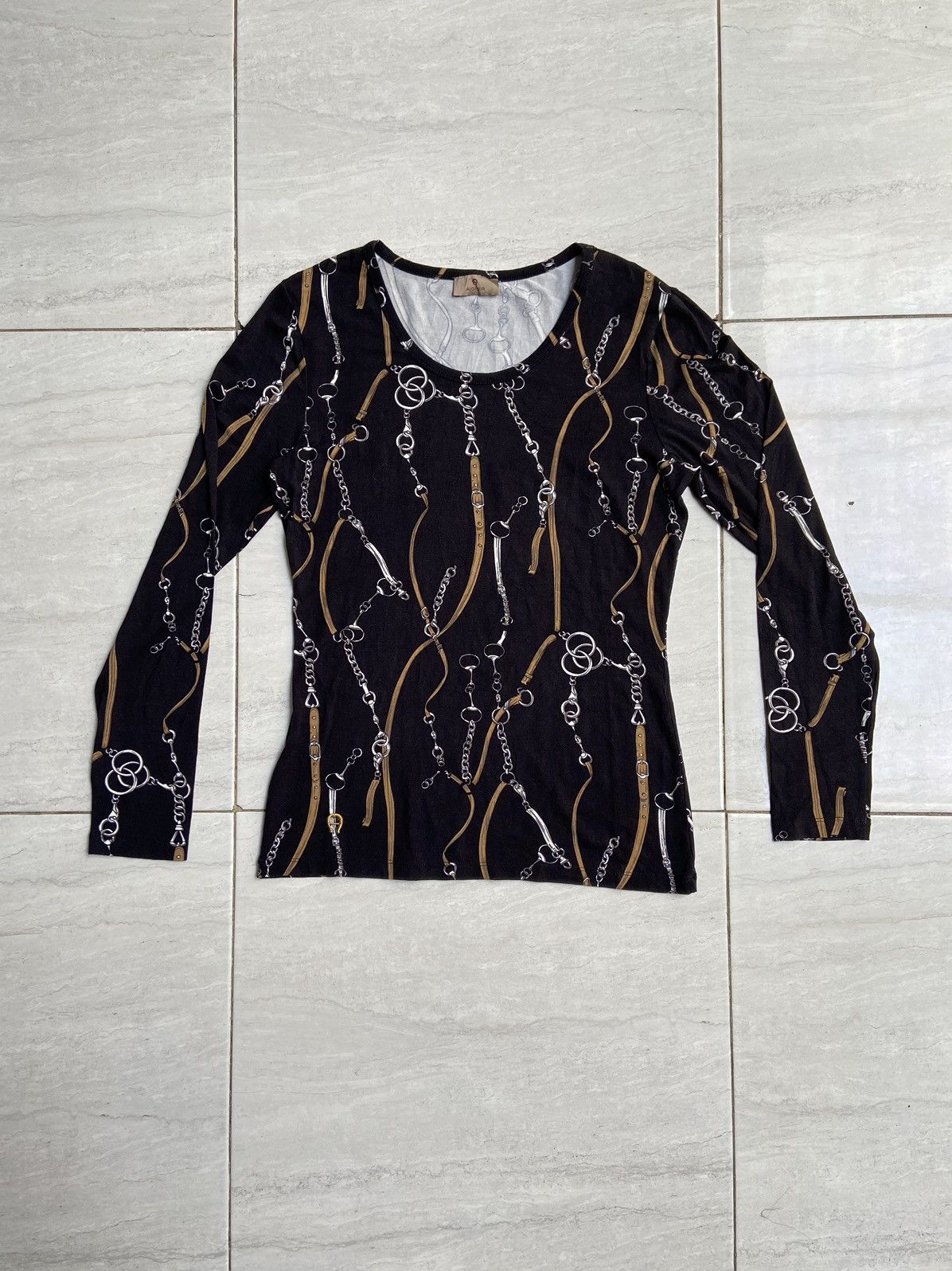 image of Aigner Long Sleeve T-Shirt in Black, Men's (Size Small)