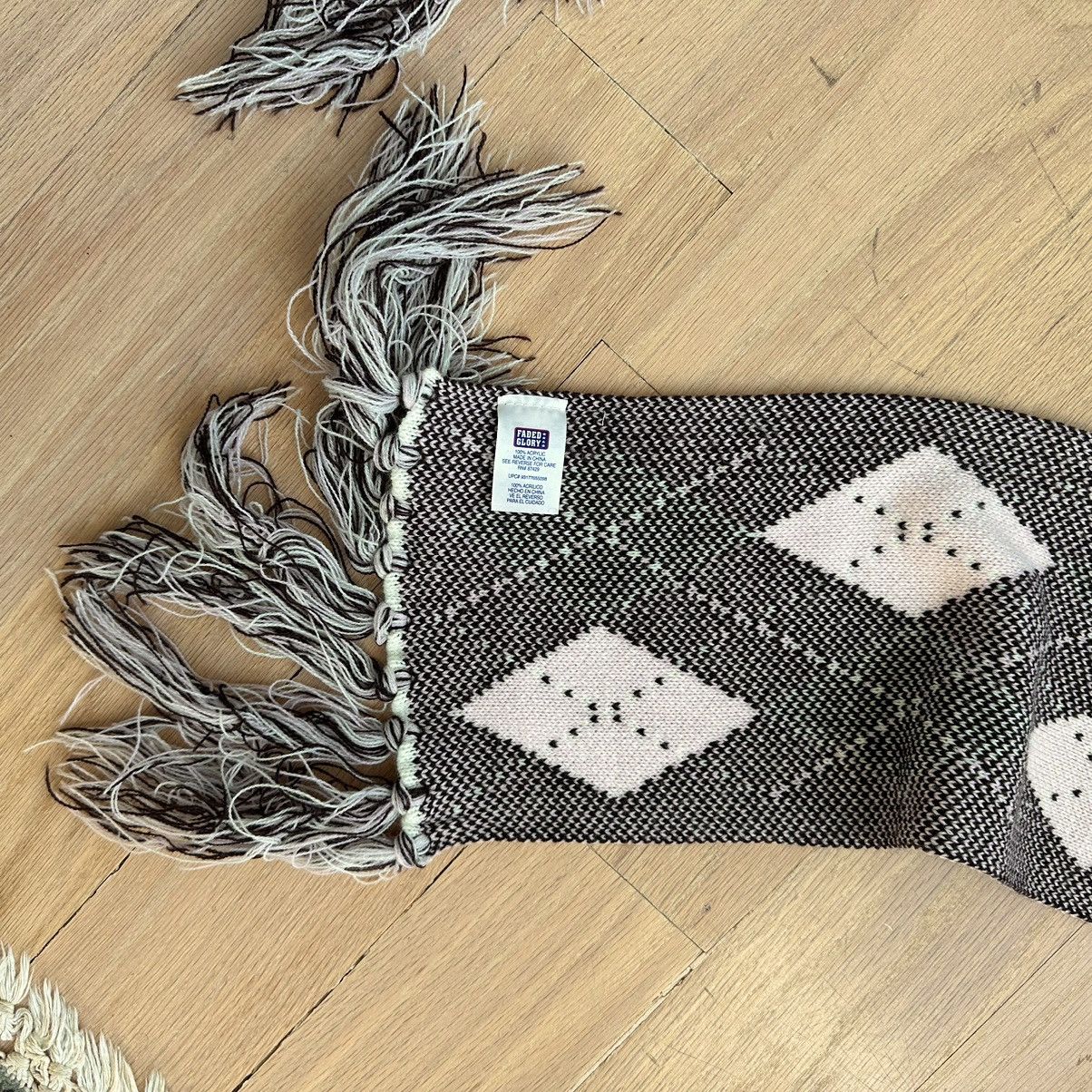 Faded Glory × Vintage 00s Pink Cream Brown Argyle Thick Chunky Scarf Headwrap Size ONE SIZE - 4 Thumbnail
