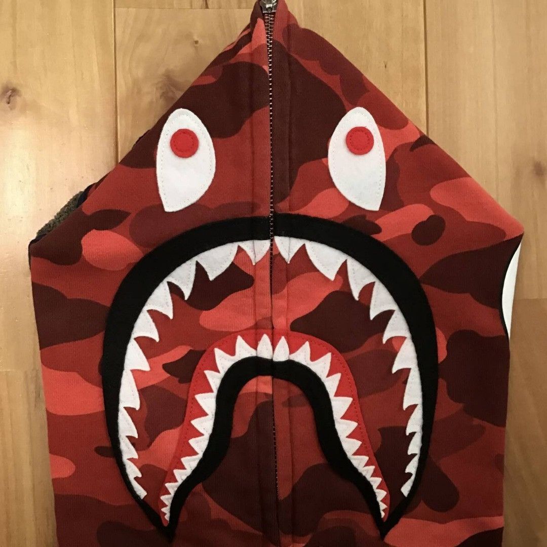 Bape BAPE Shark full zip hoodie red camo a bathing ape Size US M / EU 48-50 / 2 - 4 Thumbnail