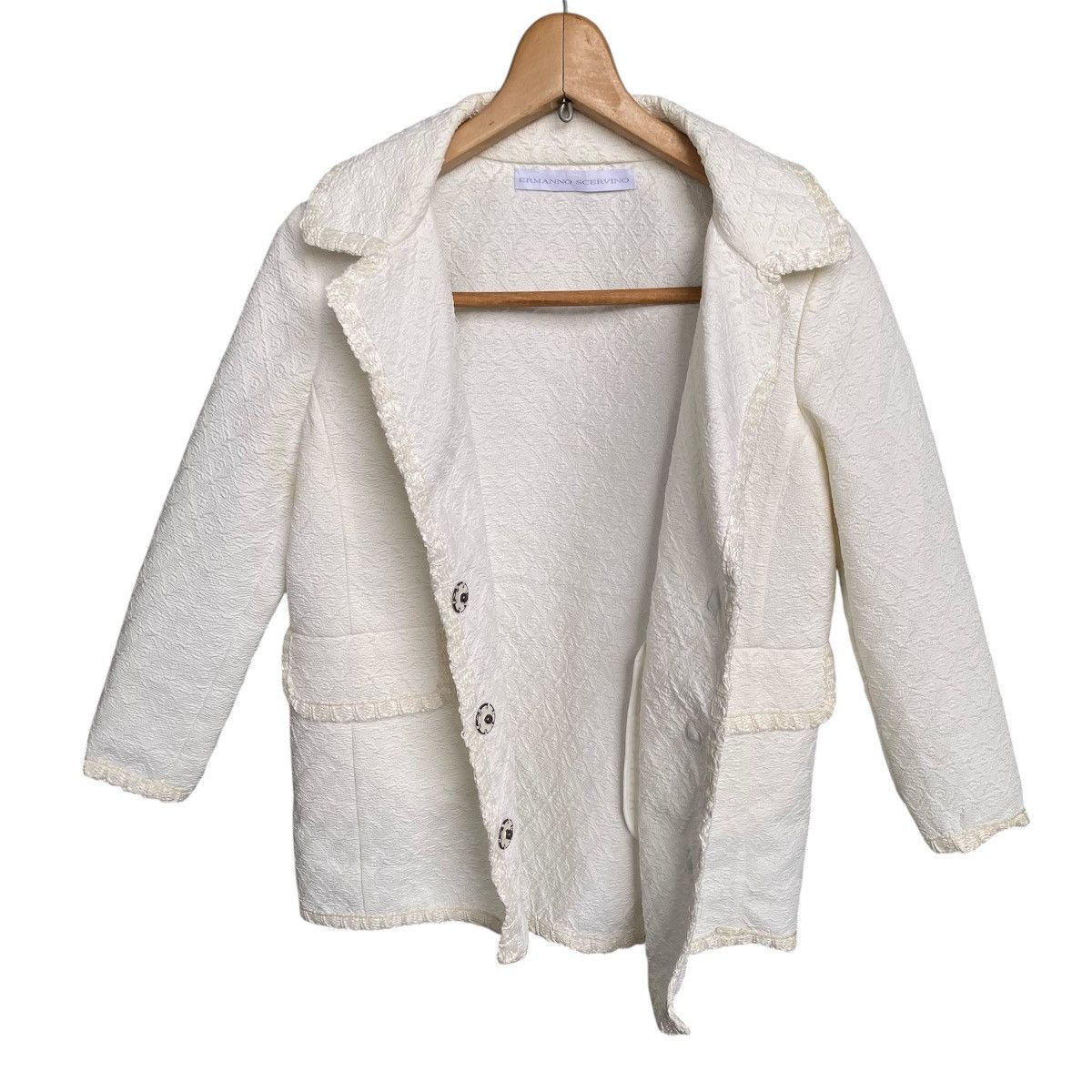 Ermanno Scervino Ermanno Scervino Textured Blazer Jacket Delicate Ruffle Trim Size XS / US 0-2 / IT 36-38 - 12 Thumbnail