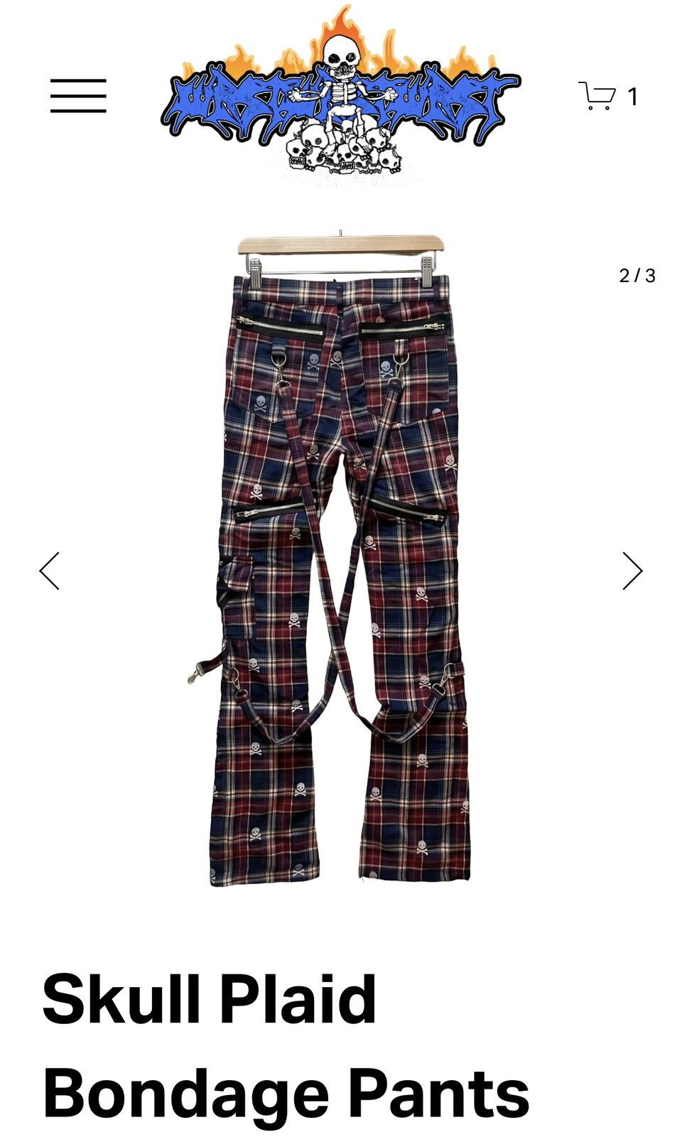 Undercover Wrstwrstwrst skull plaid bondage flared pants Size US 32 / EU 48 - 4 Thumbnail