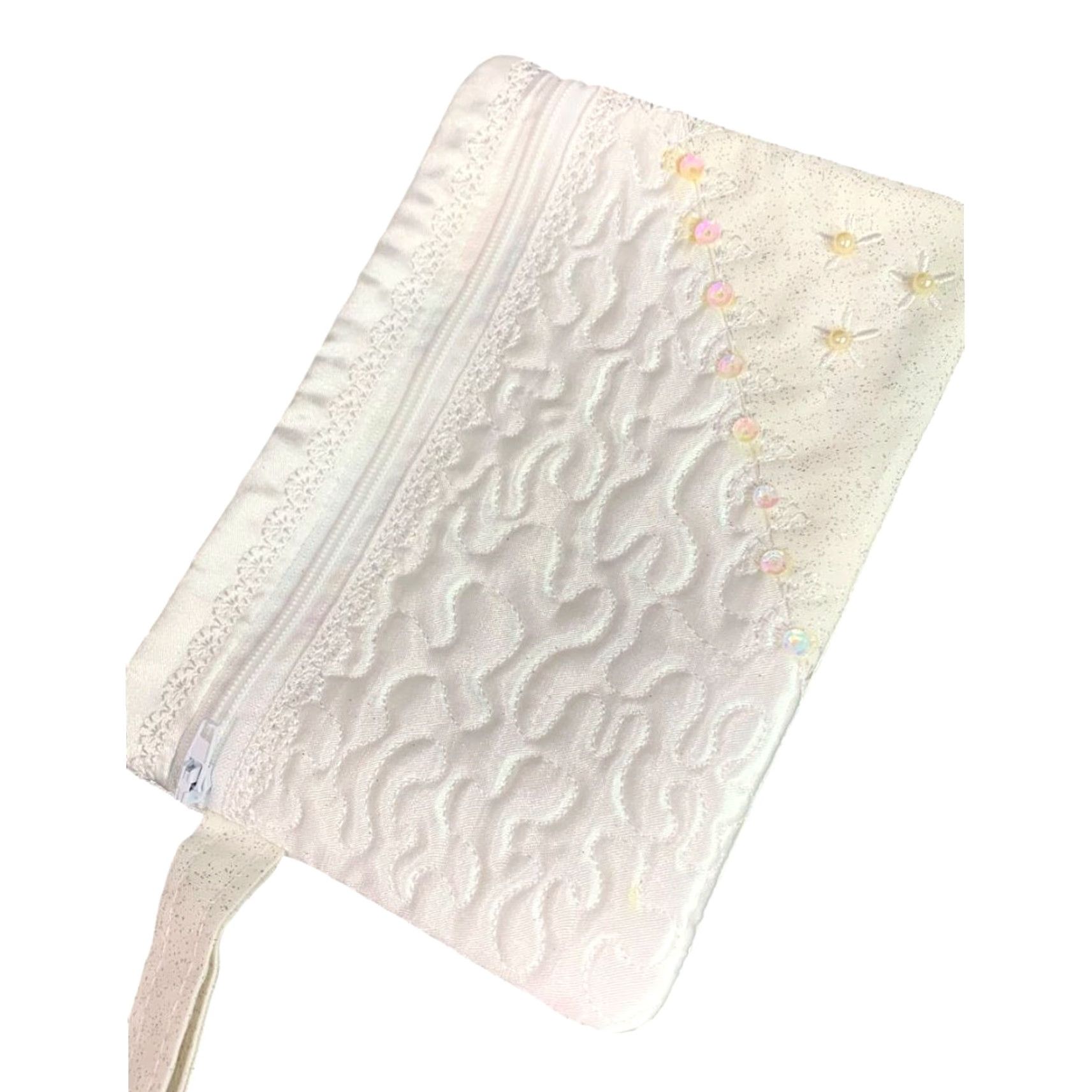 Vintage Unbranded Wallet Women White Satin Bridal Wristlet Purse 7" x 4.75" New Size ONE SIZE - 3 Thumbnail