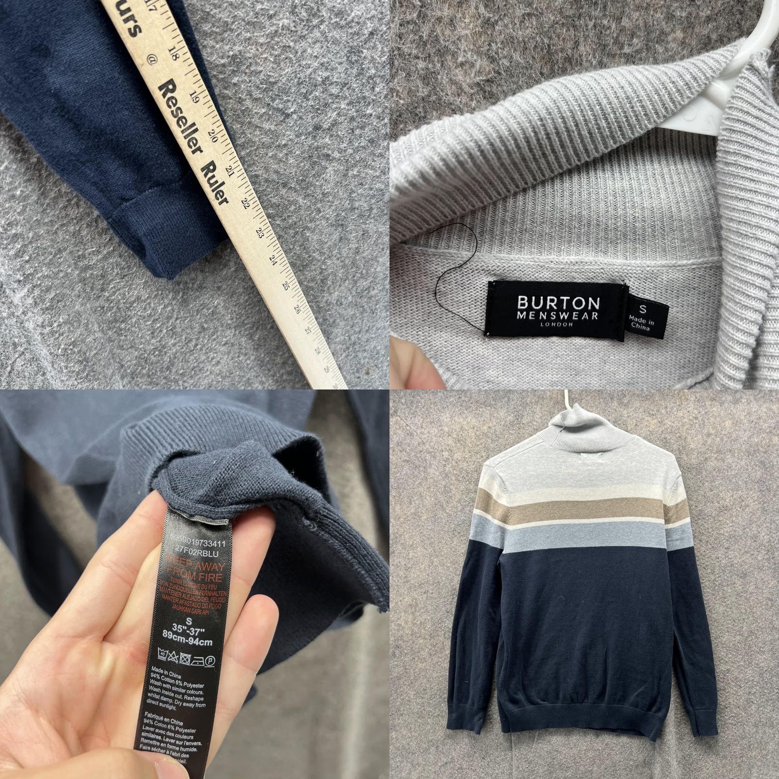 Burton VINTAGE Burton Sweater Men Small Adult White Blue Pullover Turtleneck Cotton London Size US S / EU 44-46 / 1 - 8 Thumbnail