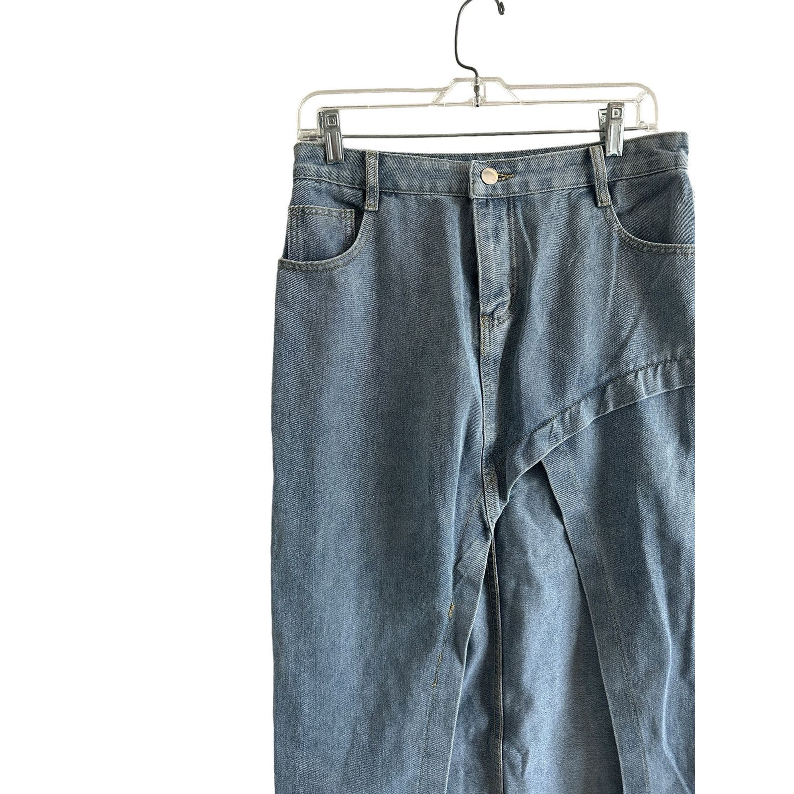 Other Light Blue Wash Slit Denim Pocket Cotton Blend Midi Skirt Size 30" / US 8 / IT 44 - 4 Thumbnail
