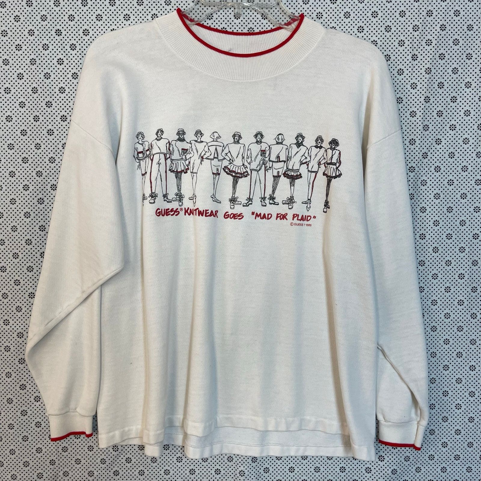 Guess Rare y2k Vintage 1989 Guess Sweatshirt Mad Plaid Oversized Size L / US 10 / IT 46 - 1 Thumbnail
