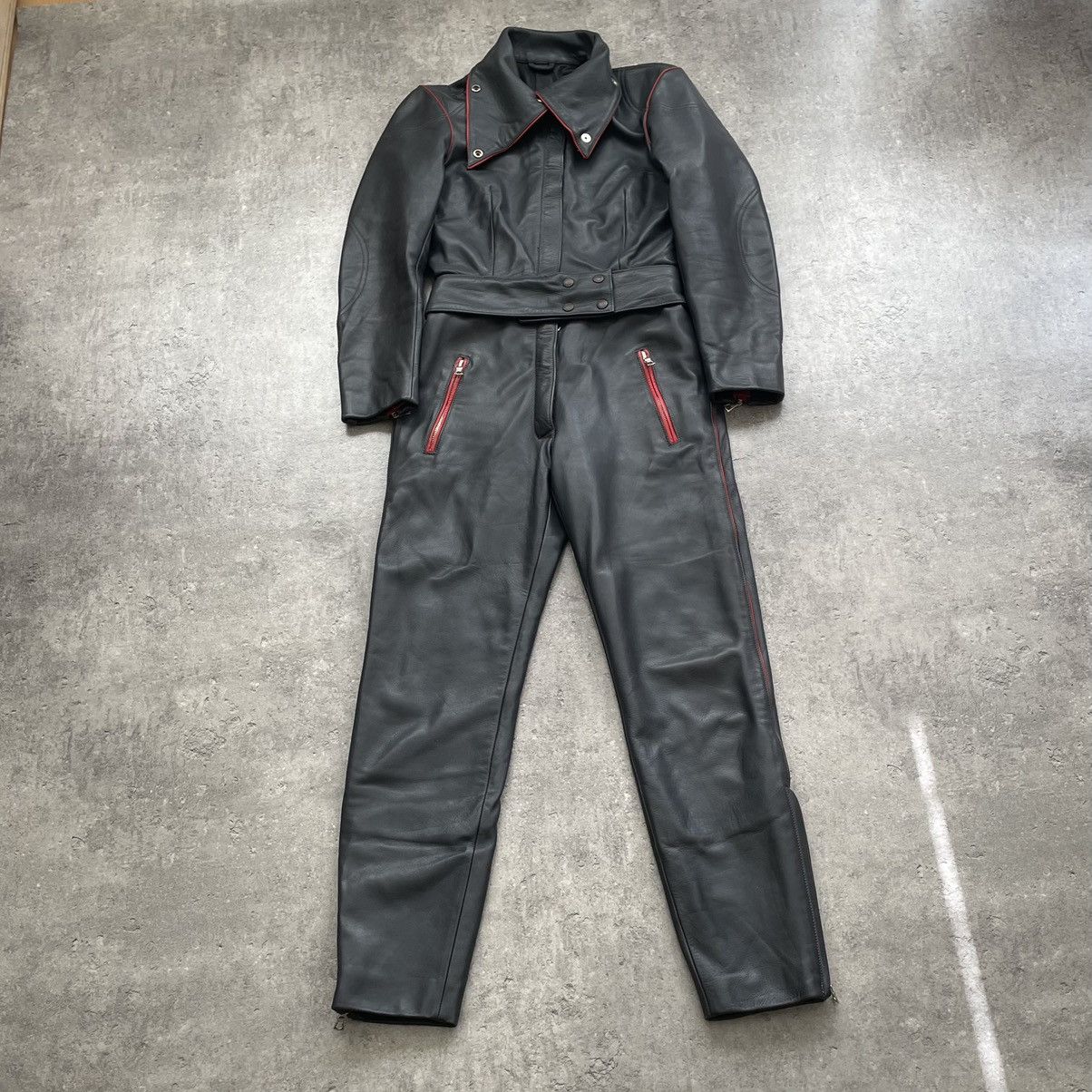 Vintage 90s Italiy Leather Motorcycle Racing Suit Jacket
