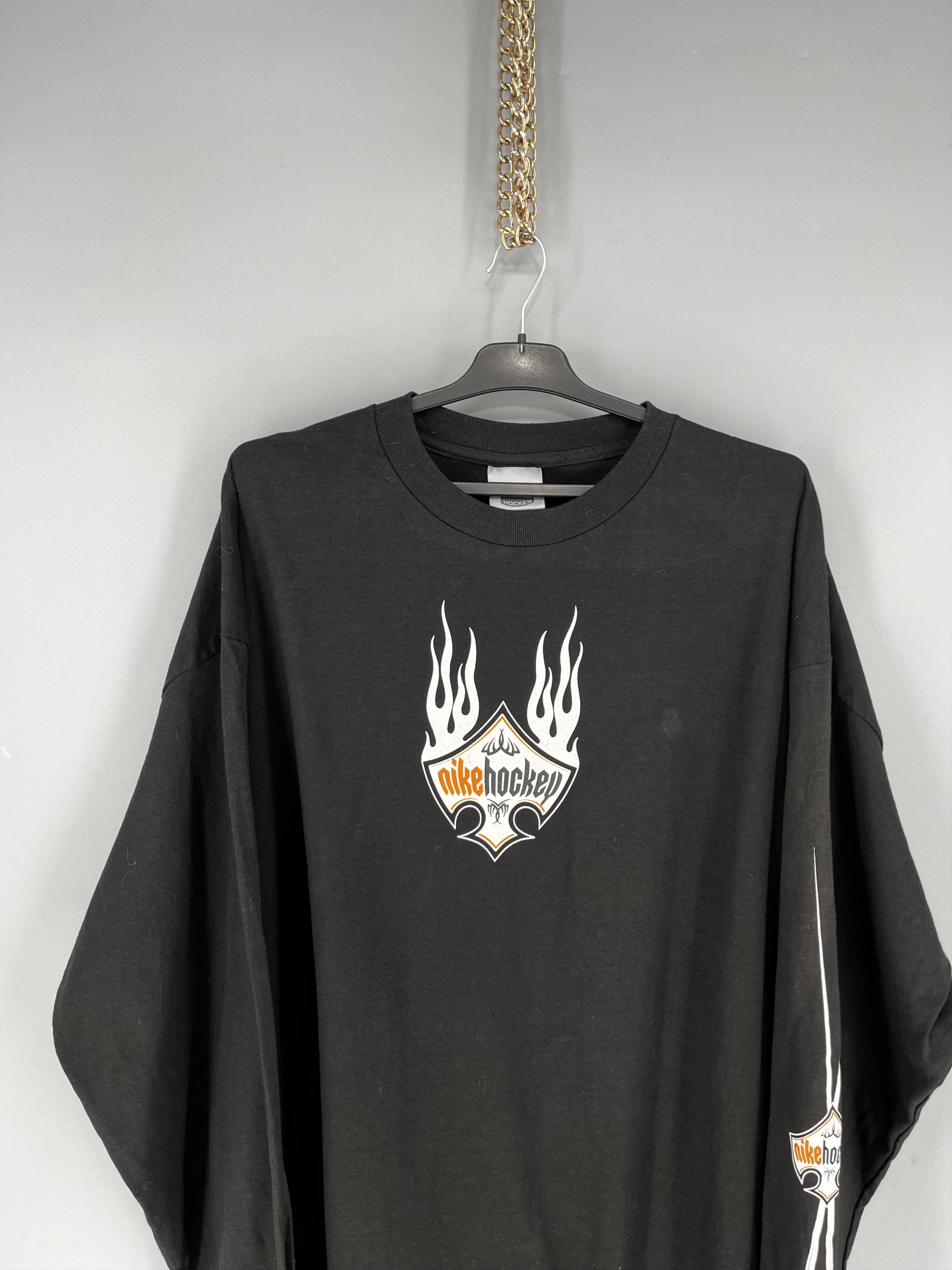 Nike Vintage Y2k Washed Black Nike Hockey Emblem Sweatshirts Size US XXL / EU 58 / 5 - 6 Thumbnail