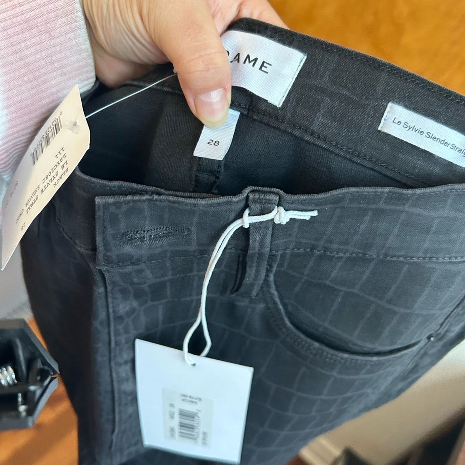 Frame NWT FRAME LE SYLVIE SLENDER STRAIGHT COATED CROCODILE JEANS Size 28" / US 6 / IT 42 - 3 Thumbnail