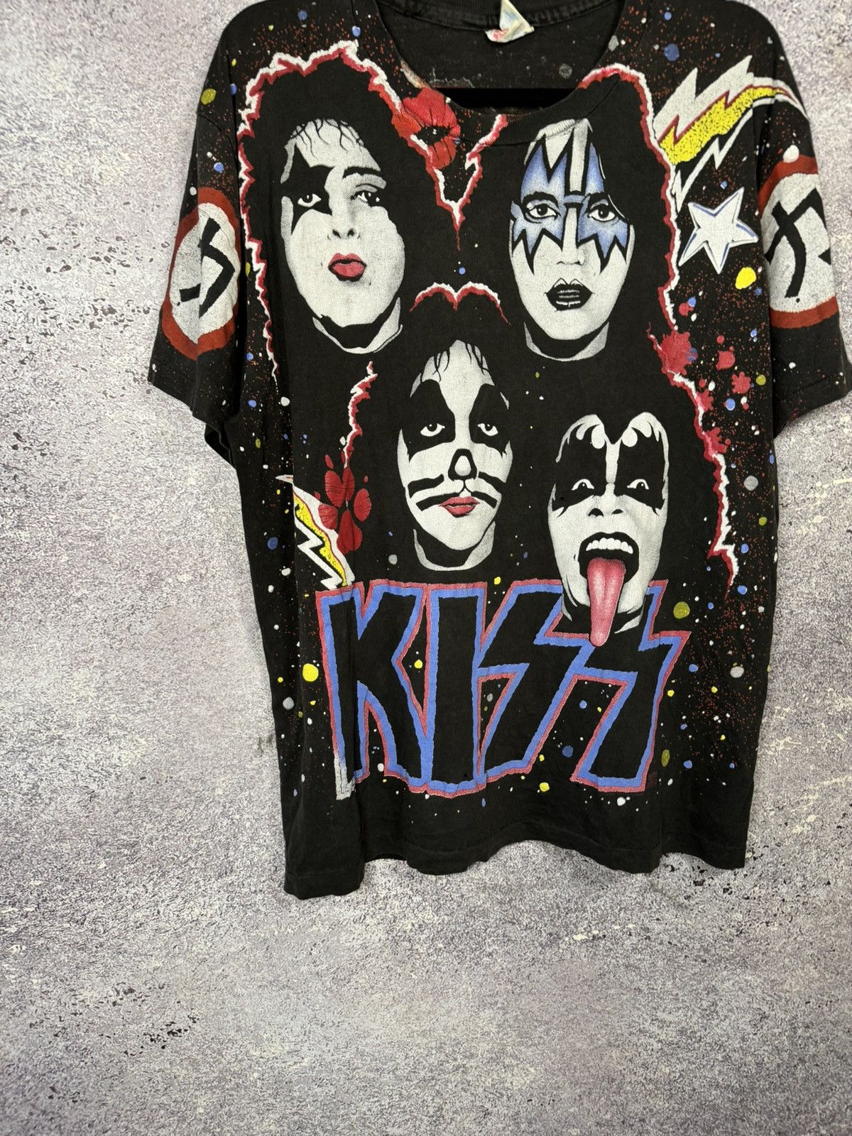 Band Tees × Hanes × Vintage 1992 Vintage KISS T-Shirt Faces AOP Hanes Winterland Concert Size US L / EU 52-54 / 3 - 4 Thumbnail