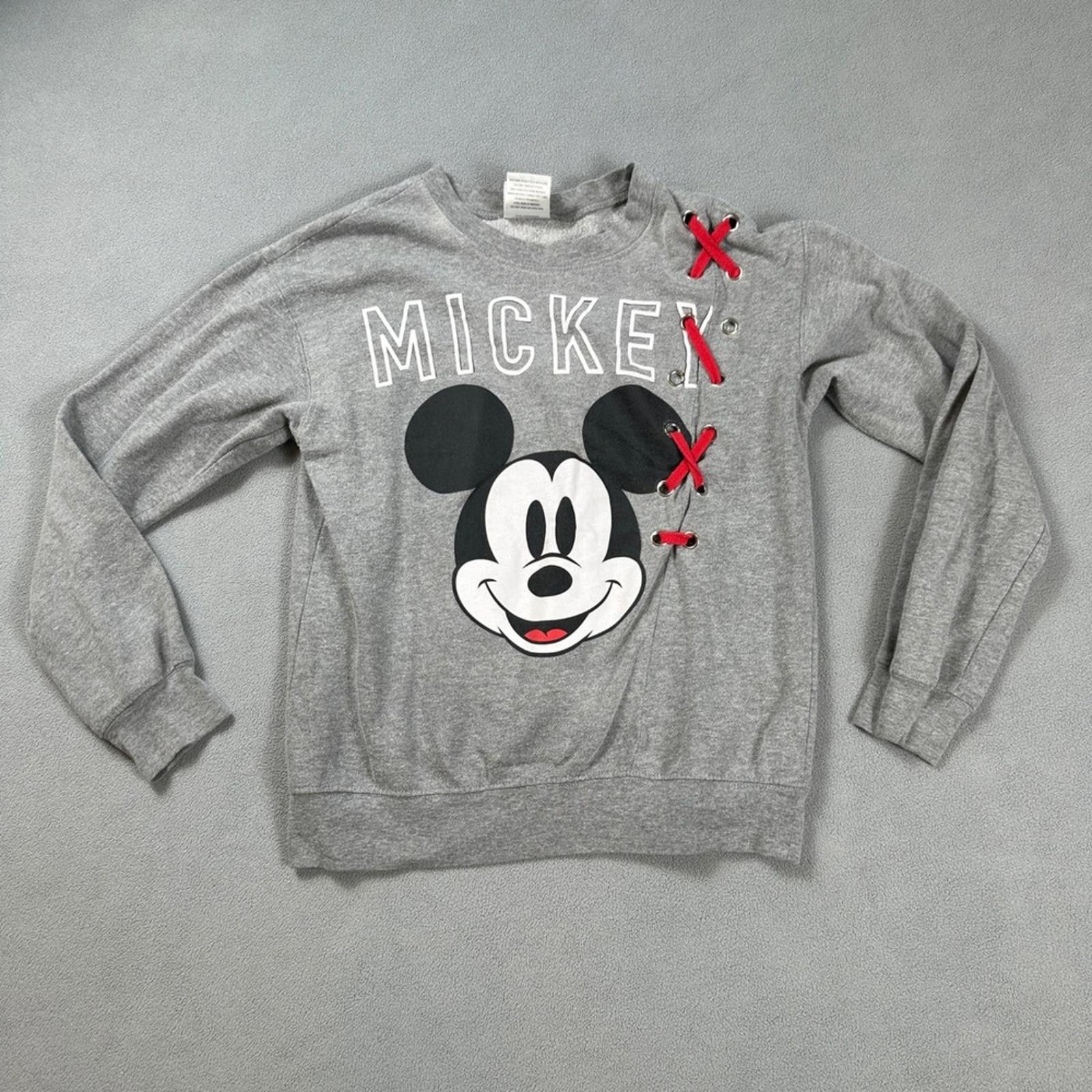 Disney Disney Mickey Mouse Sweatshirt Women XS Grey Red Lace Up VTG Size XS / US 0-2 / IT 36-38 - 1 Thumbnail