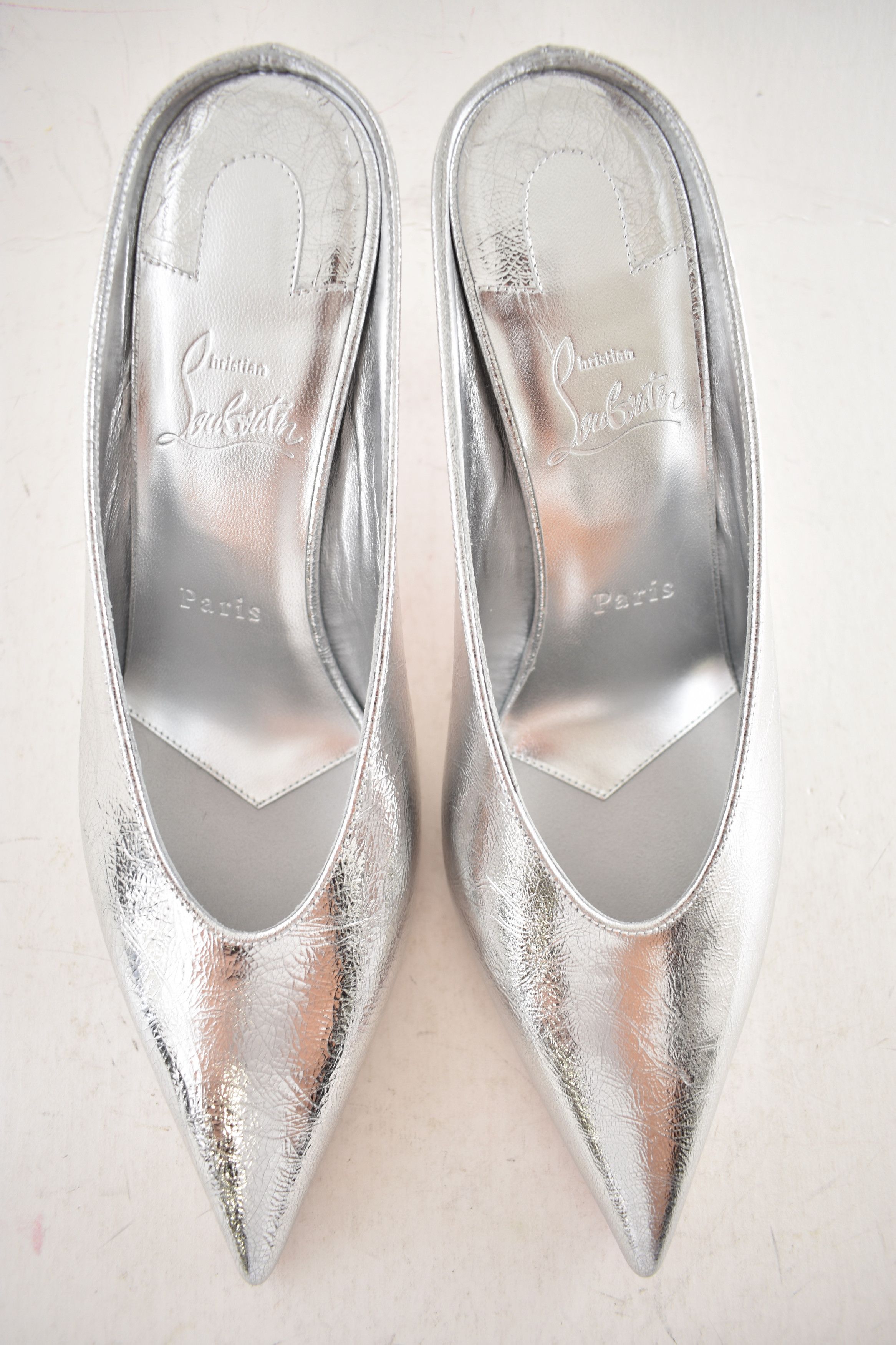 Christian Louboutin Miss Z Slimimule 80 Silver Backless Slide Mule Heel Pump 39 Size US 9 / IT 39 - 9 Thumbnail