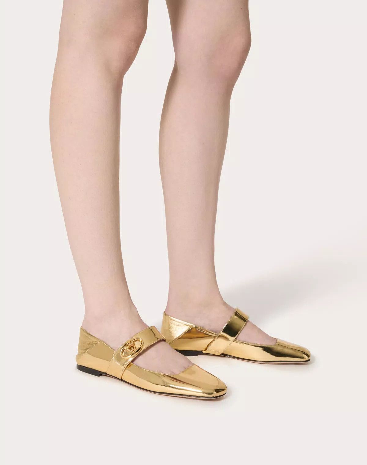 Valentino o1s1wg110625 Vlogo Locker Mary Jane Ballerina in Gold Ton Size US 9 / IT 39 - 6 Thumbnail