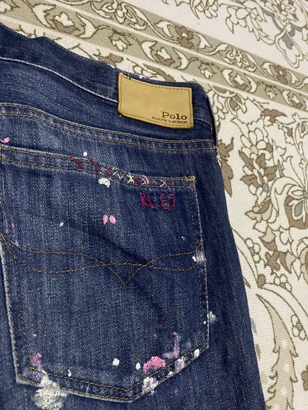 Polo Ralph Lauren × Ralph Lauren OG Polo RL Painted Distress Patchwork Motivation Jeans Size US 35 - 6 Thumbnail
