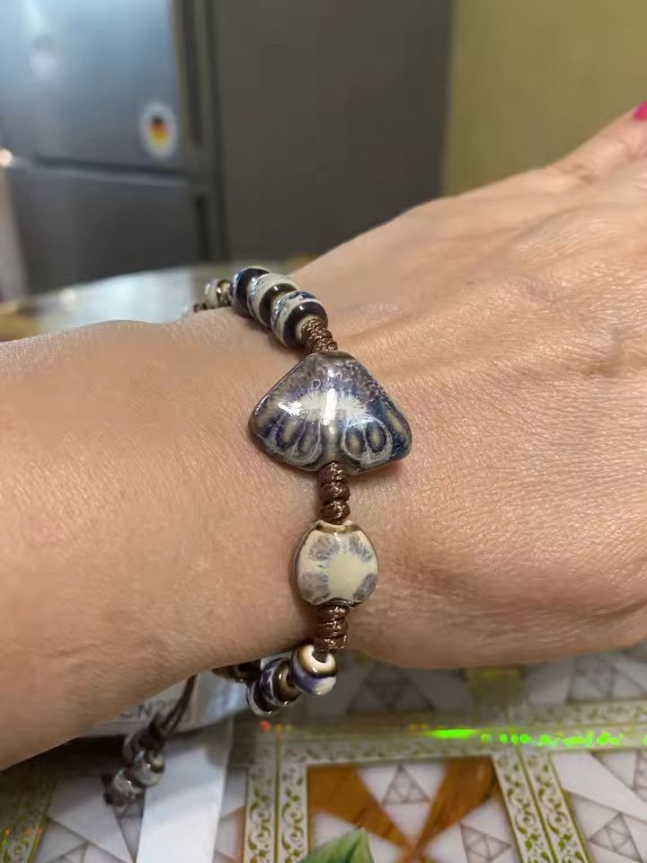 Handmade Butterfly Shell Ceramic Bracelet Jewelry Gift For Her Size ONE SIZE - 1 Thumbnail