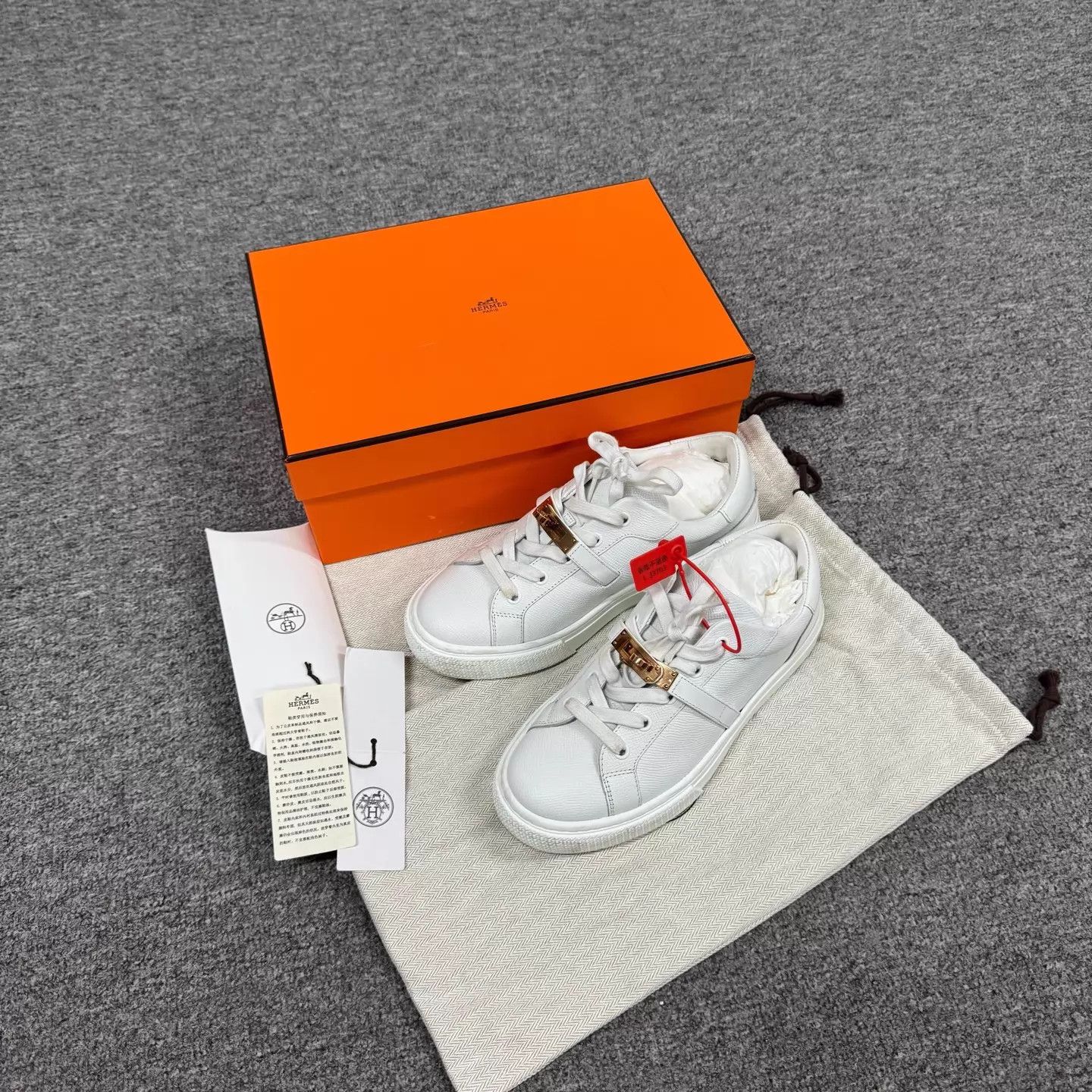 Hermes Hermes Kelly Metallic Buckle White Platform Sneaker 37 Size US 6.5 / IT 36.5 - 1 Thumbnail