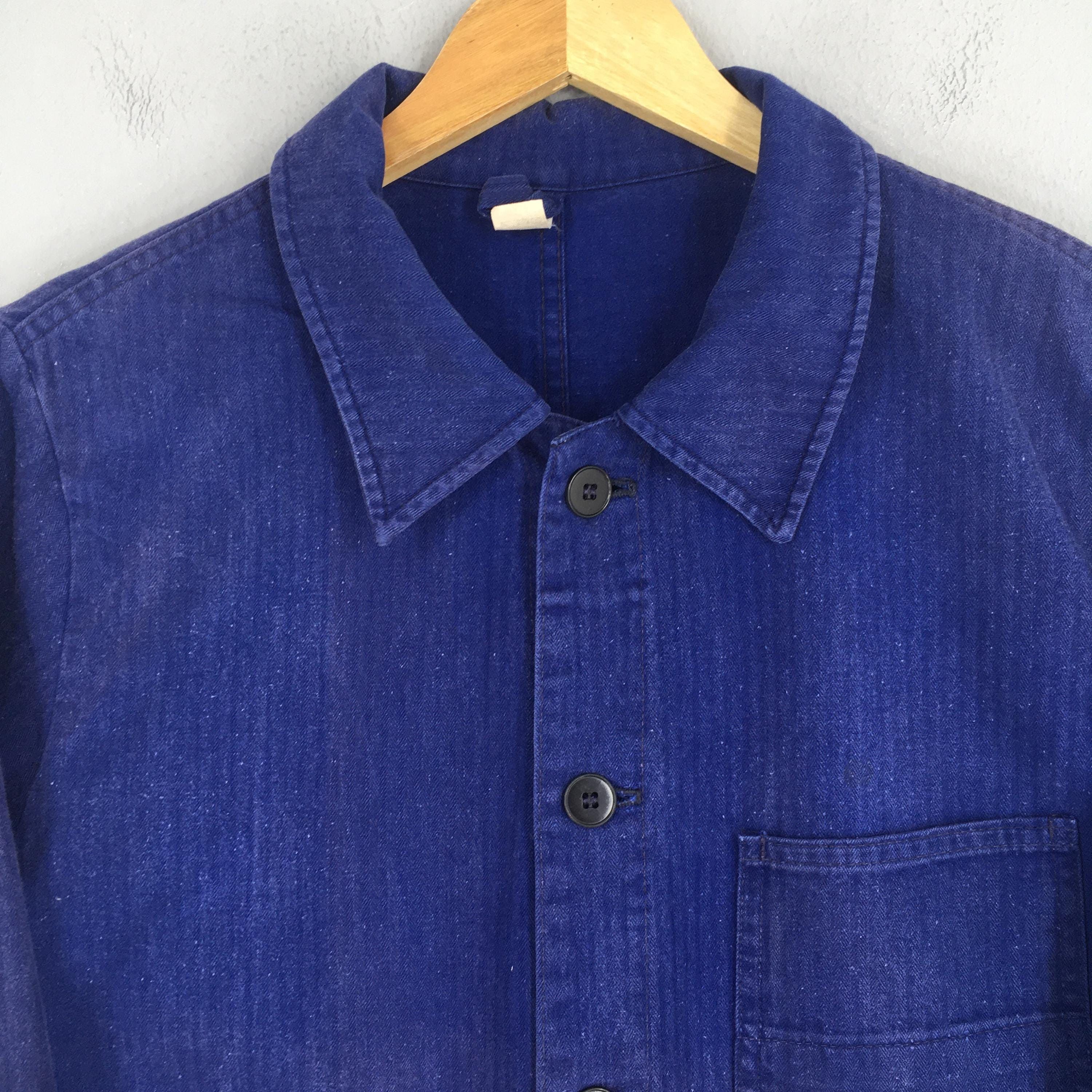 Le Laboureur Vintage 1980's Herringbone HBT French Work Jacket Medium Size US M / EU 48-50 / 2 - 2 Thumbnail