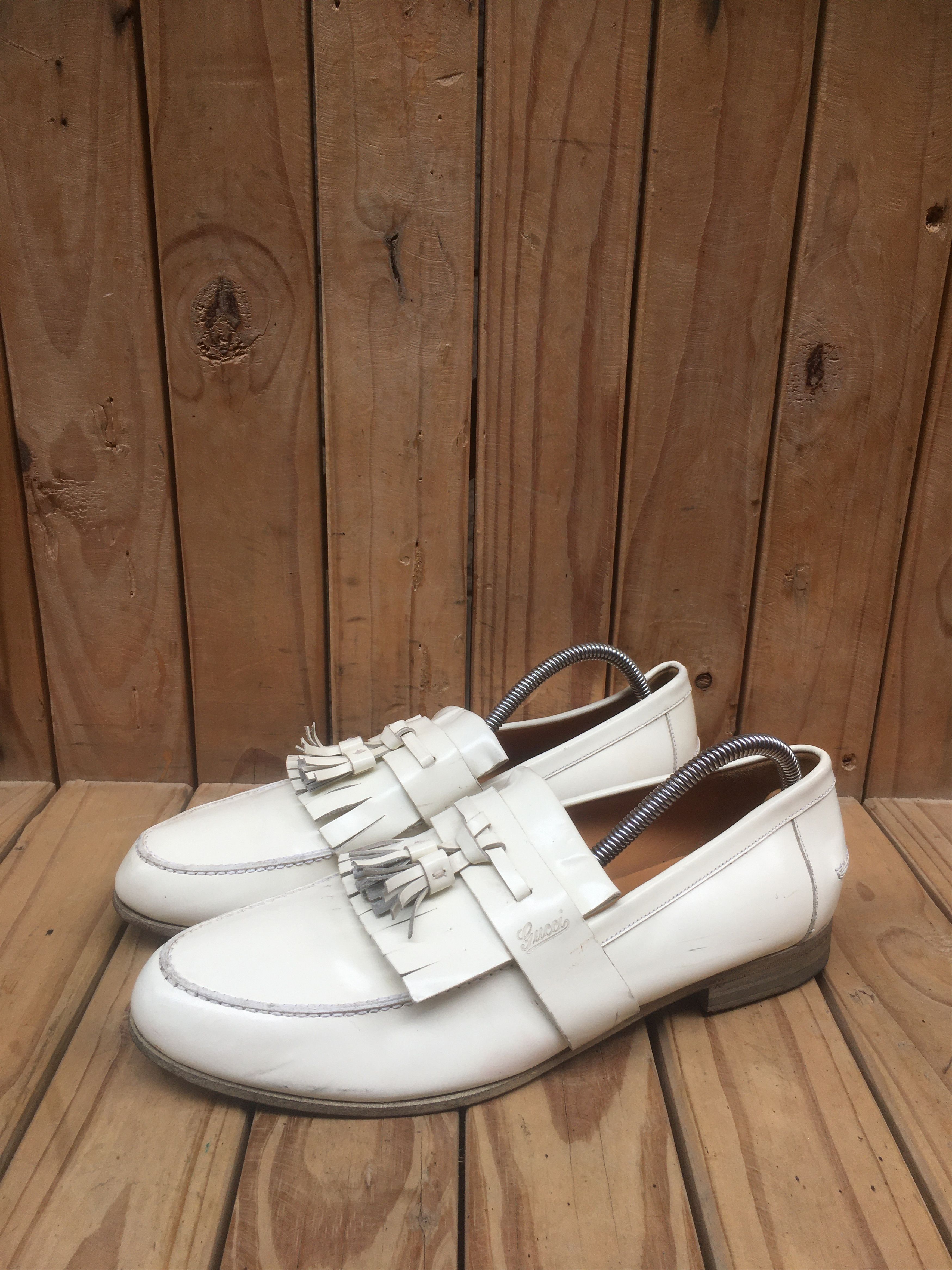 Gucci Gucci 216146 Cream Men's leather Loafers USA 7.5 EUR 41 Size US 7.5 / EU 40-41 - 2 Thumbnail