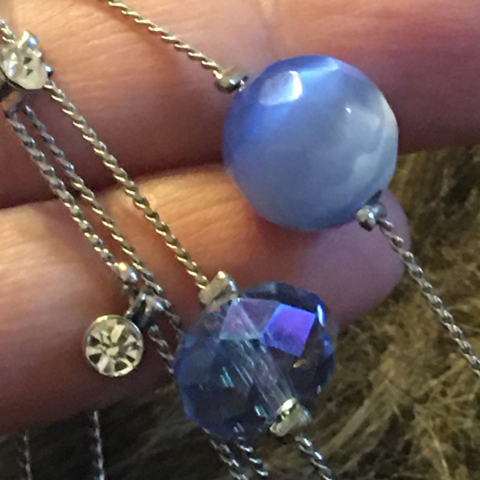Jewelry Blue tone glass beaded silver tone chain necklace Size ONE SIZE - 6 Thumbnail
