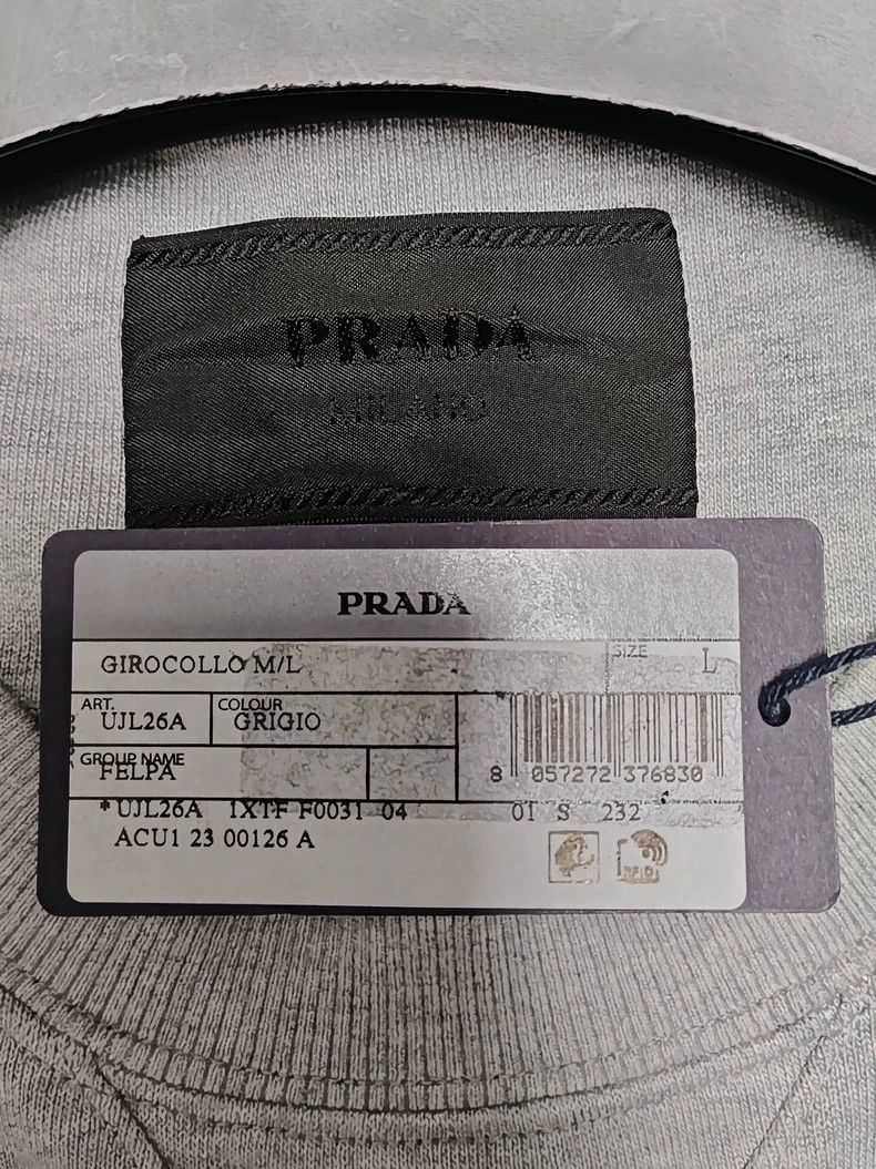 Prada Prada24 SS metallic triangle simple long sleeve sweatshirt Size US L / EU 52-54 / 3 - 4 Thumbnail