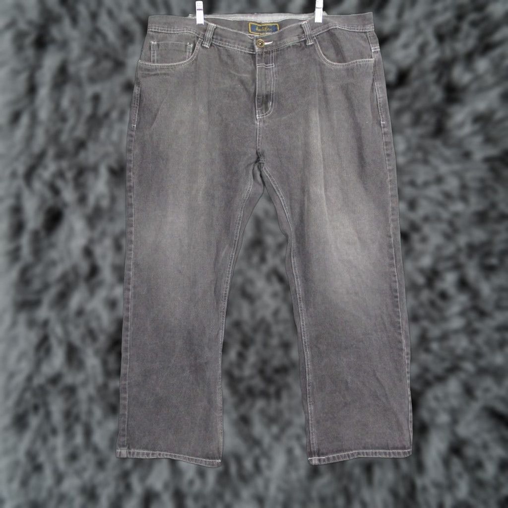 Vintage Halifax Jeans Mens 44x32 Gray Black Denim Baggy 5 Pocket Straight Relaxed Cotton Charcoal Wash Denim 5-pocket Mens Jeans Size US 44 / EU 60 - 1 Thumbnail