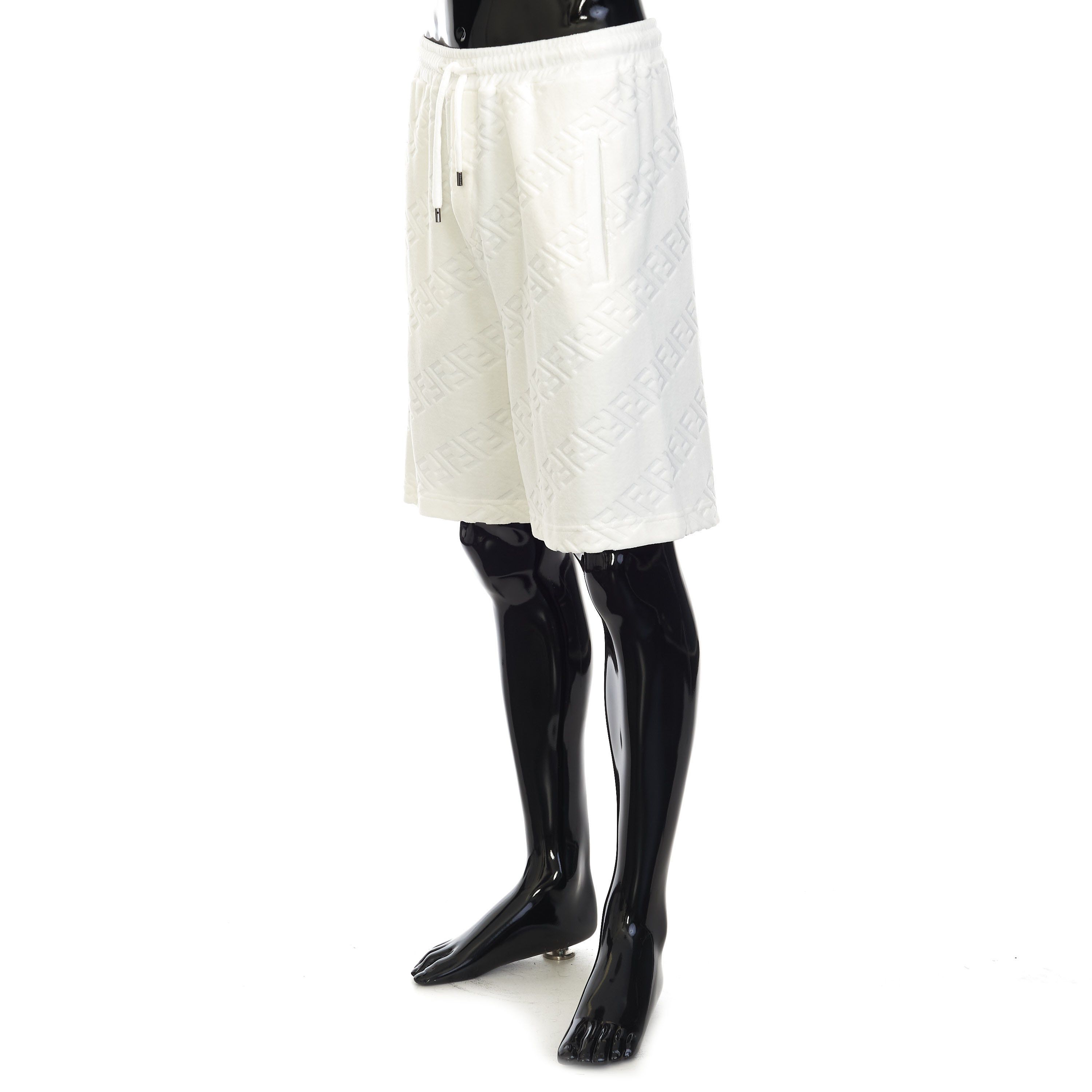 Fendi White Bermuda Pants With Diagonal 3D Effect FF Motif Size US 32 / EU 48 - 2 Thumbnail