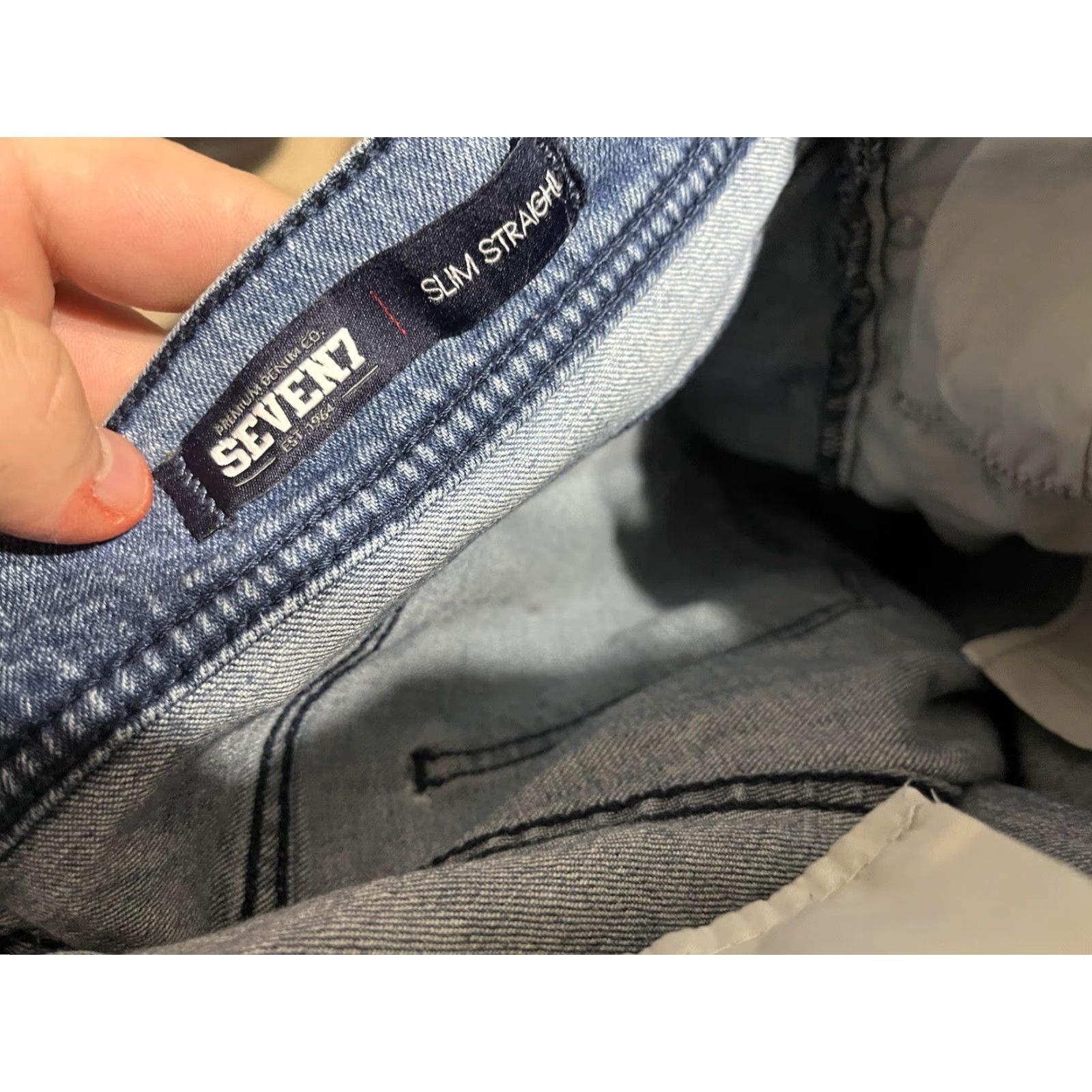 Vintage Seven 7 Jeans Mens 34x30 Slim Straight Fit Distressed Denim Blue 5-Pocket Stretch Comfort Slimming Regular Rise Mid 34 In Waist Inseam 30 In Classic Size US 34 / EU 50 - 6 Thumbnail