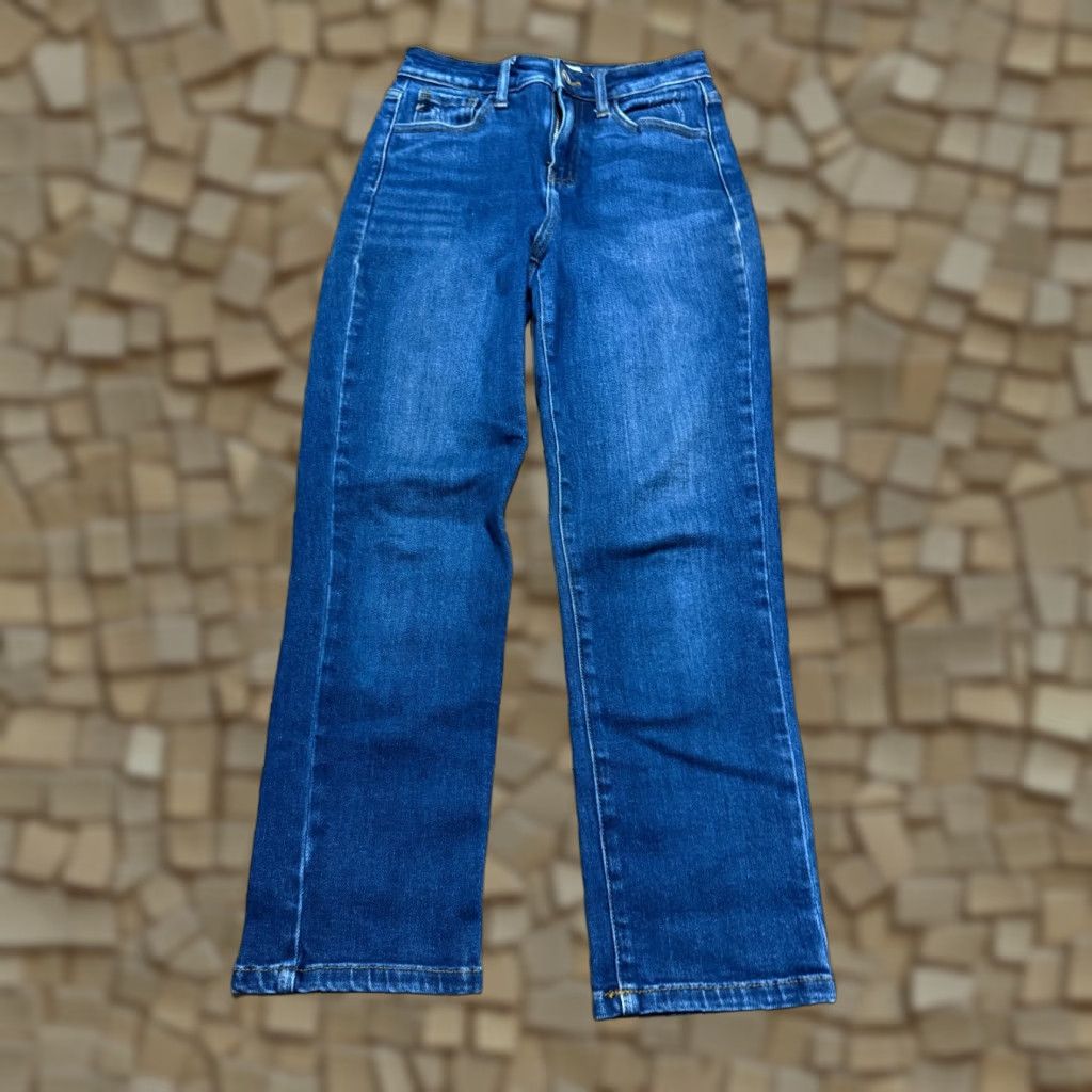 Vintage KanCan Jeans, Women's Size 24, Blue Denim, Straight Leg, High Rise, 5-Pocket, Regular Rise, Pockets, Jeans Size 42" / US 20 - 1 Thumbnail