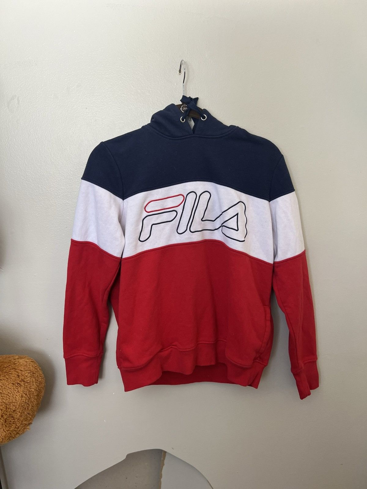 Fila Vintage VTG Fila Hoodie Red white blue Fila embroidered L Grailed
