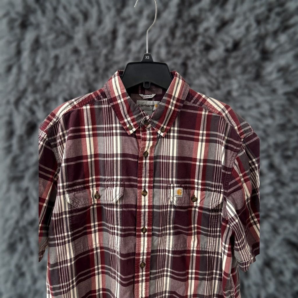 Carhartt Carhartt Shirt Mens L Red Plaid Button-Up Short Sleeve Work Casual Port 103553 639 Size US L / EU 52-54 / 3 - 1 Thumbnail