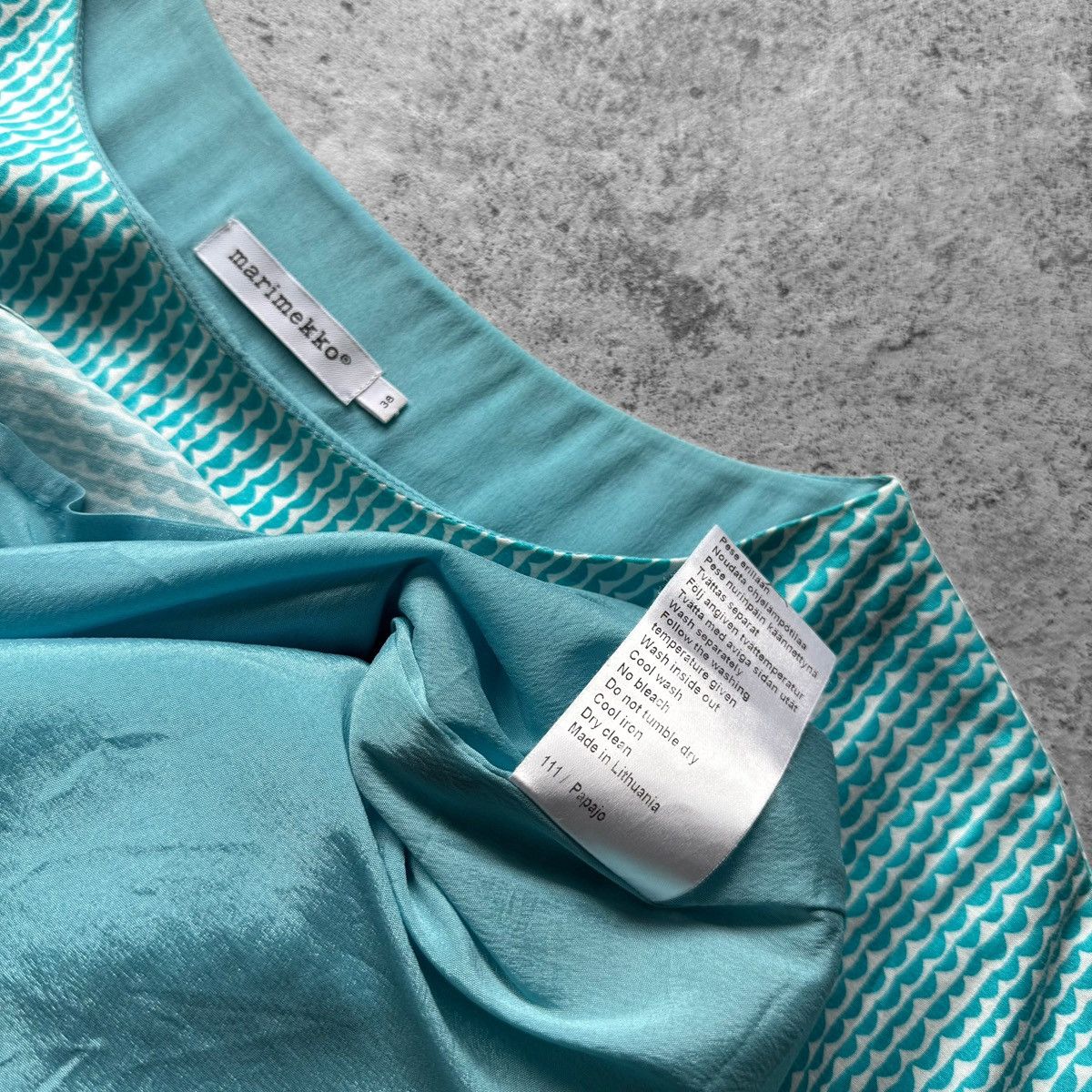 Marimekko Marimekko Turquoise Pippo Geometric Print Cap Sleeve Dress Size M / US 6-8 / IT 42-44 - 6 Thumbnail